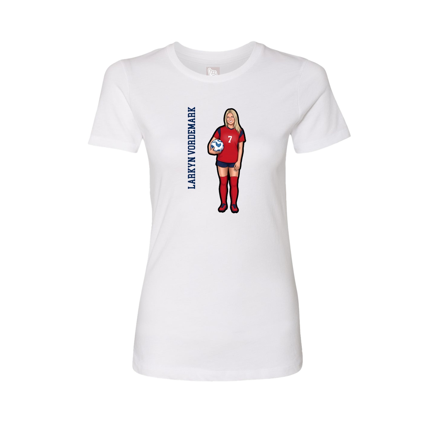 Womens Tee — Name Vertical in White