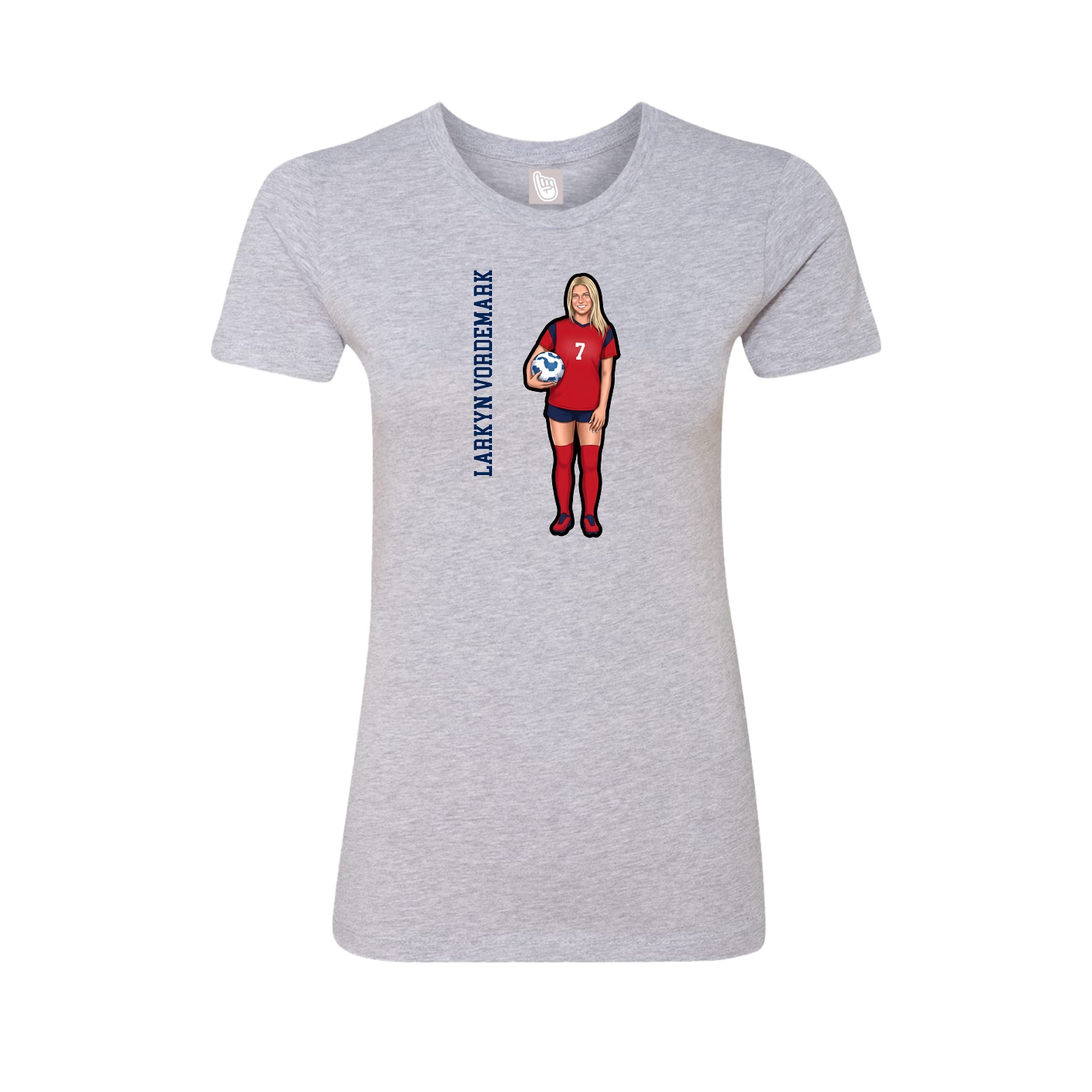 Fitted Women's Tee — Name Vertical in Grey
