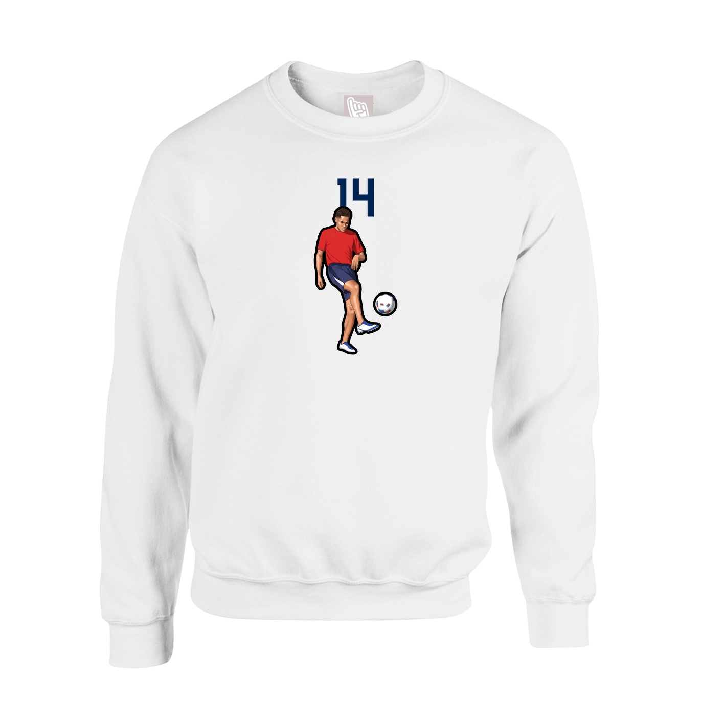 Fleece Crew — Number Top in White