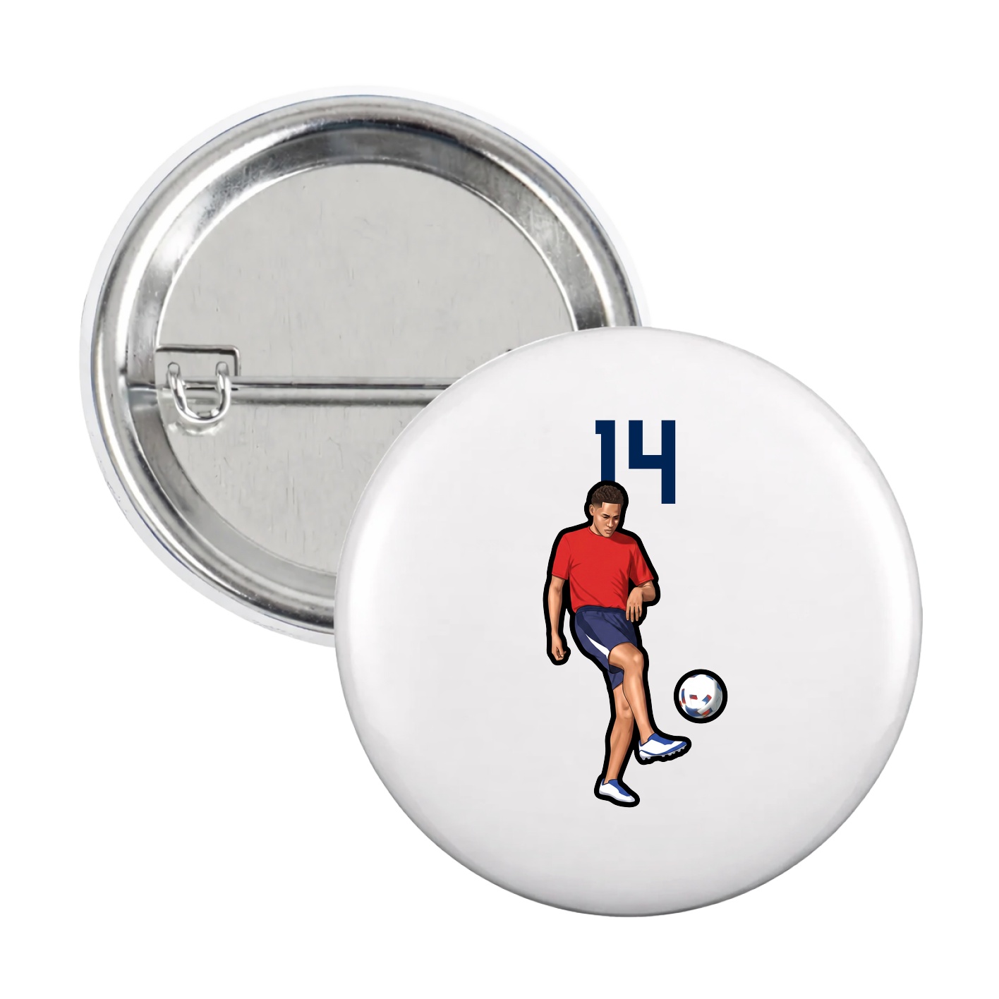 Game Day Button — Number Top in White