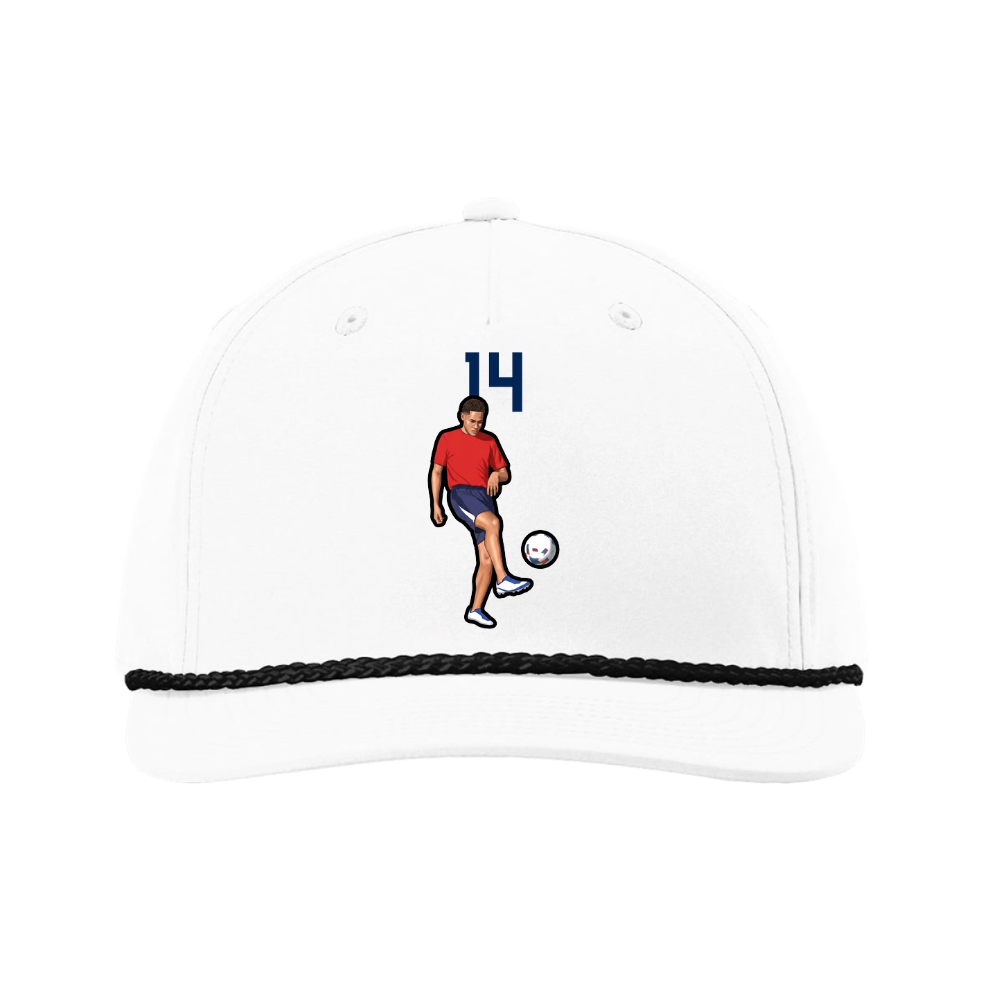 Five-Panel Classic Rope Cap — Number Top in White
