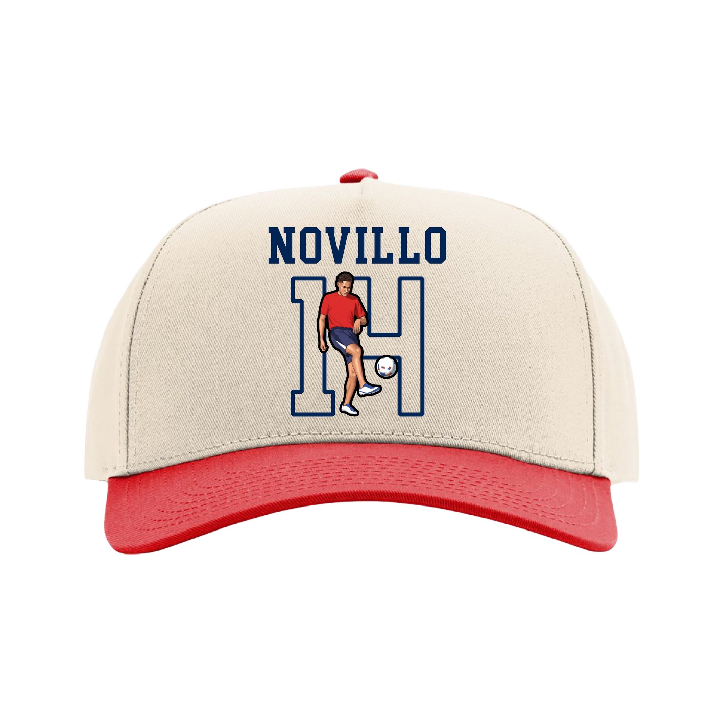 Full Fabric Five-Panel Champ Cap — Shirsey in Cream/Red