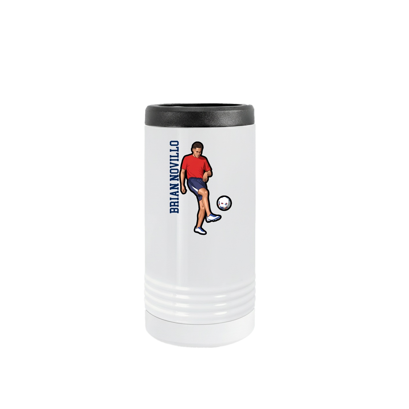 Slim Beverage Holder — Name Vertical in White