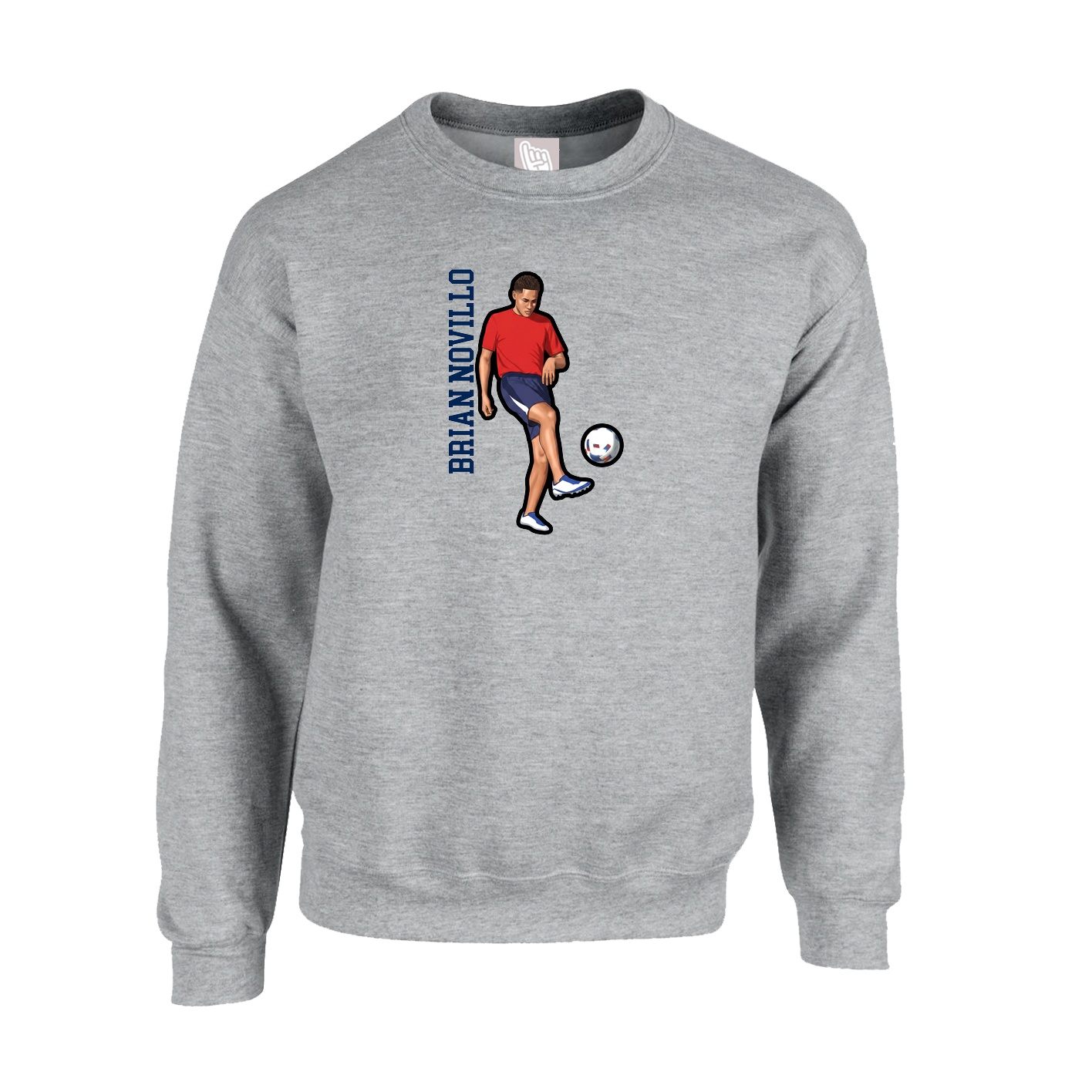 Fleece Crew — Name Vertical in Grey