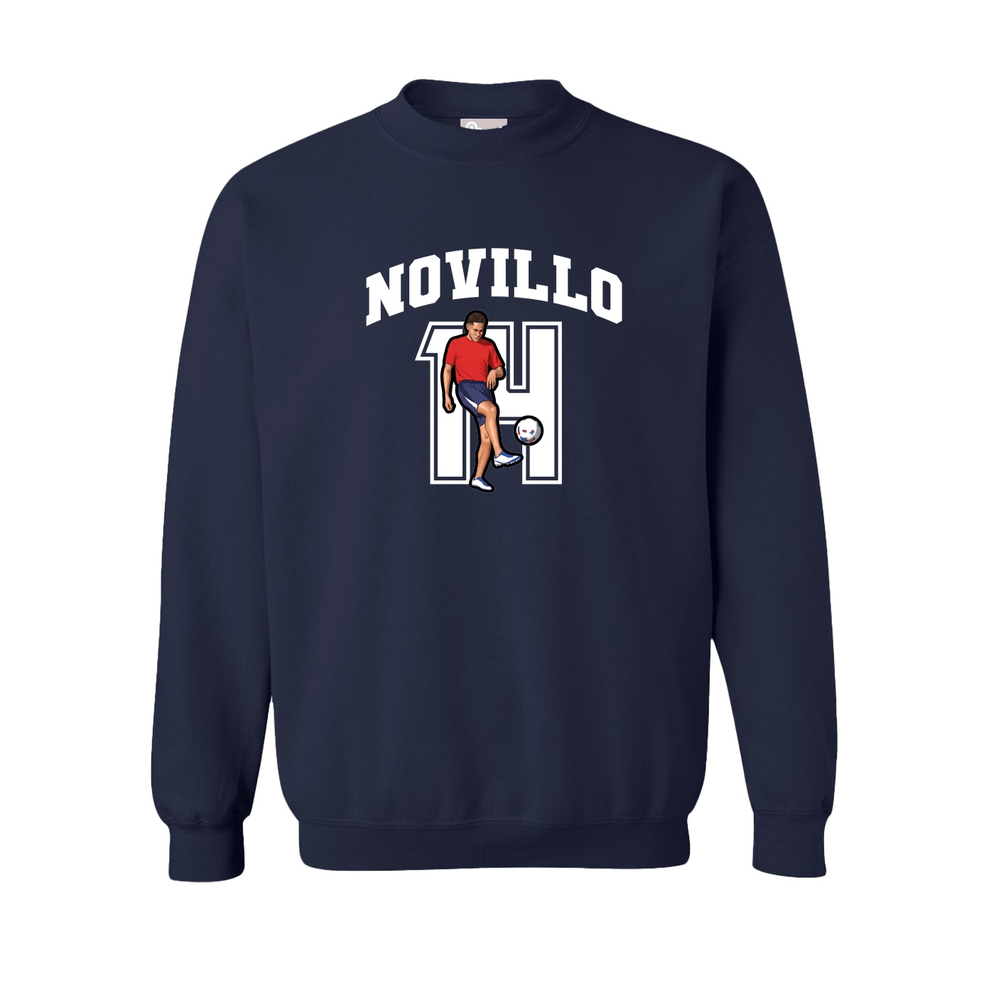Fleece Crew — Number in Navy