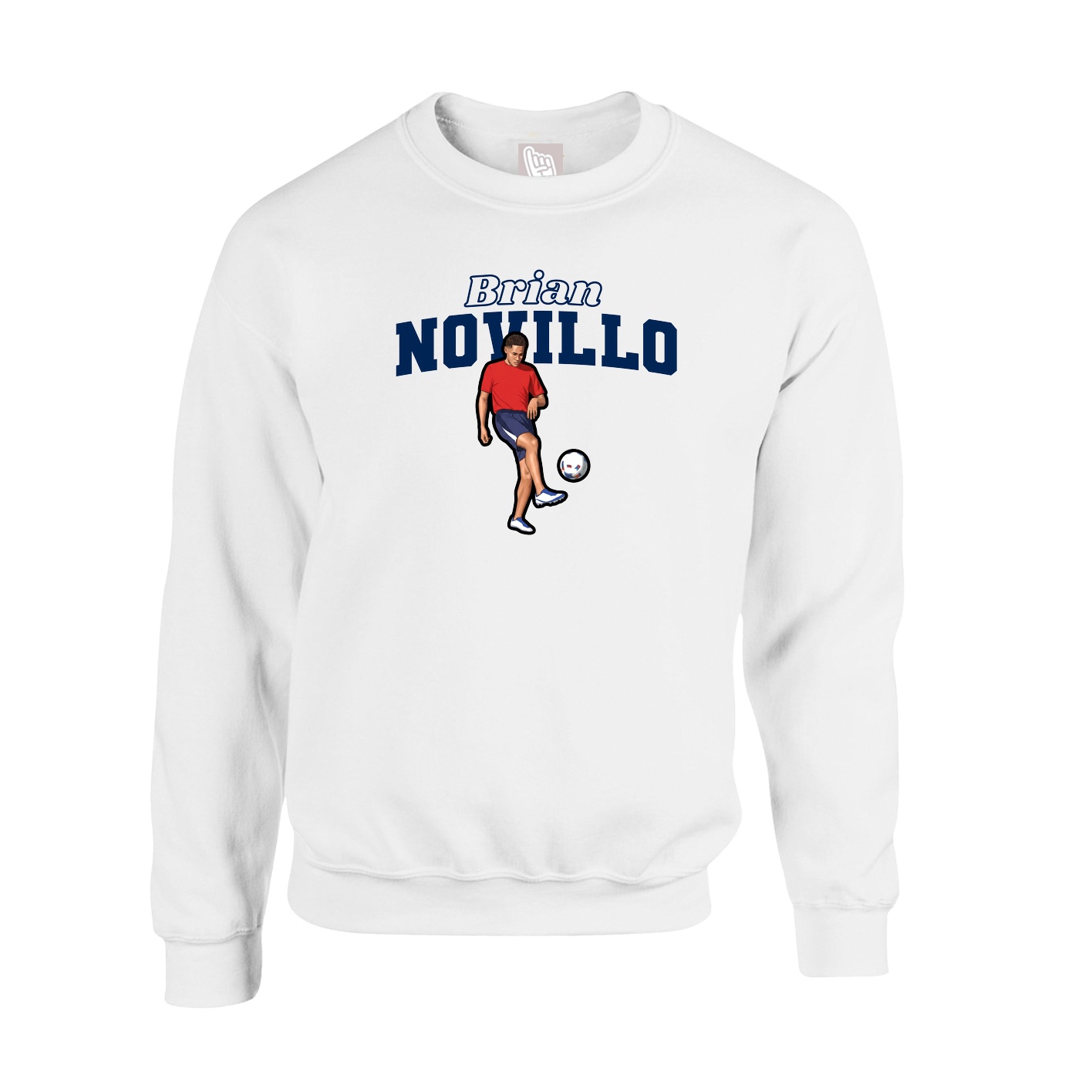 Fleece Crew — Name Arch in White