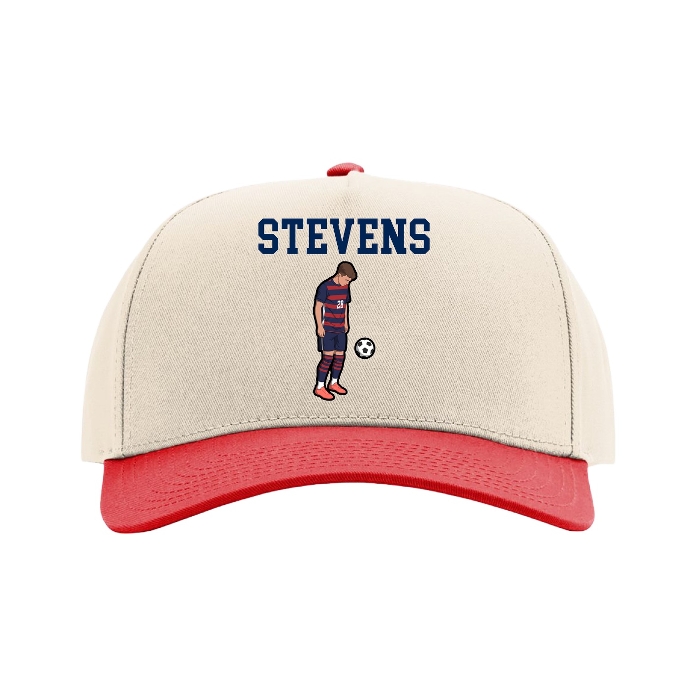 Full Fabric Five-Panel Champ Cap — Shirsey in Cream/Red