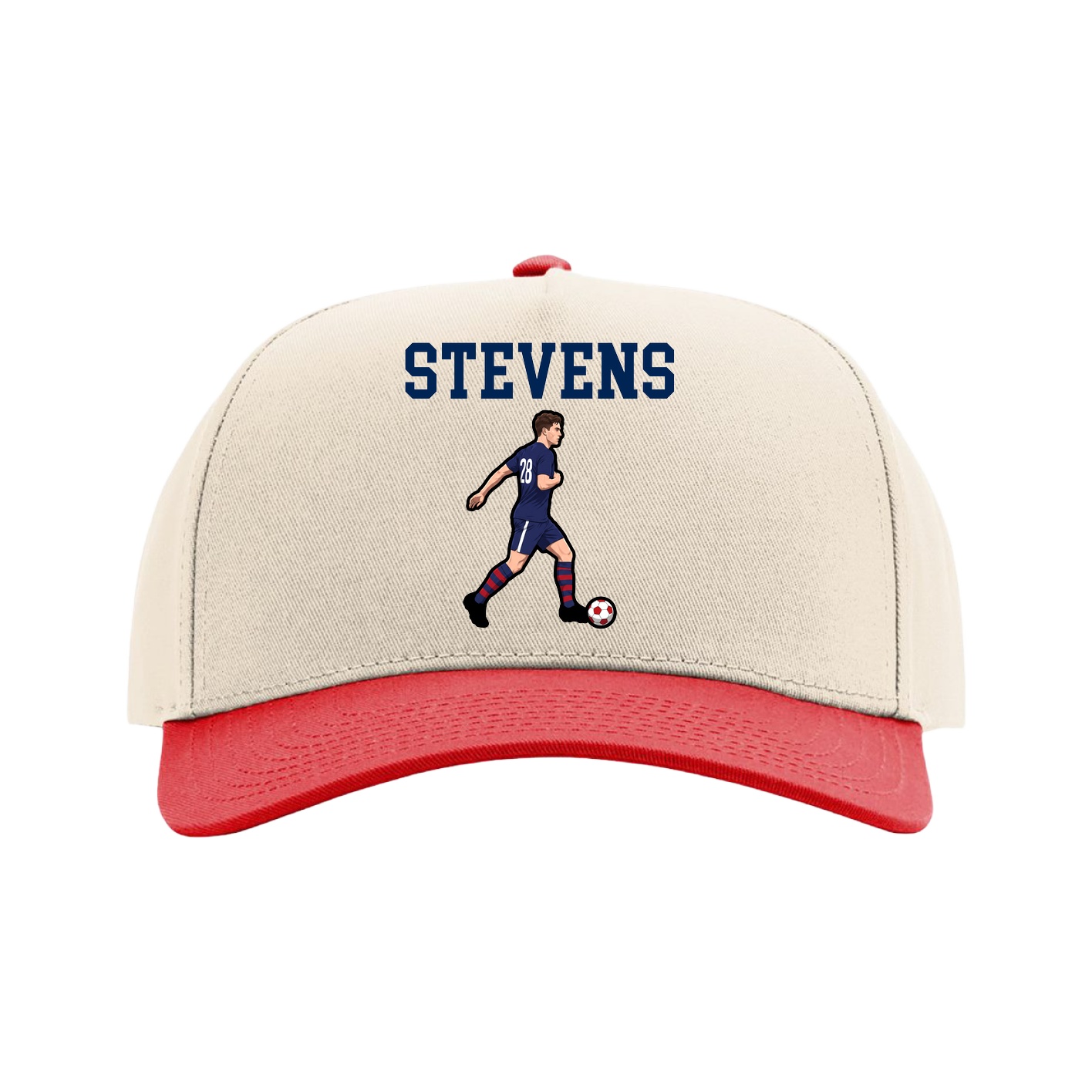 Full Fabric Five-Panel Champ Cap — Shirsey in Cream/Red