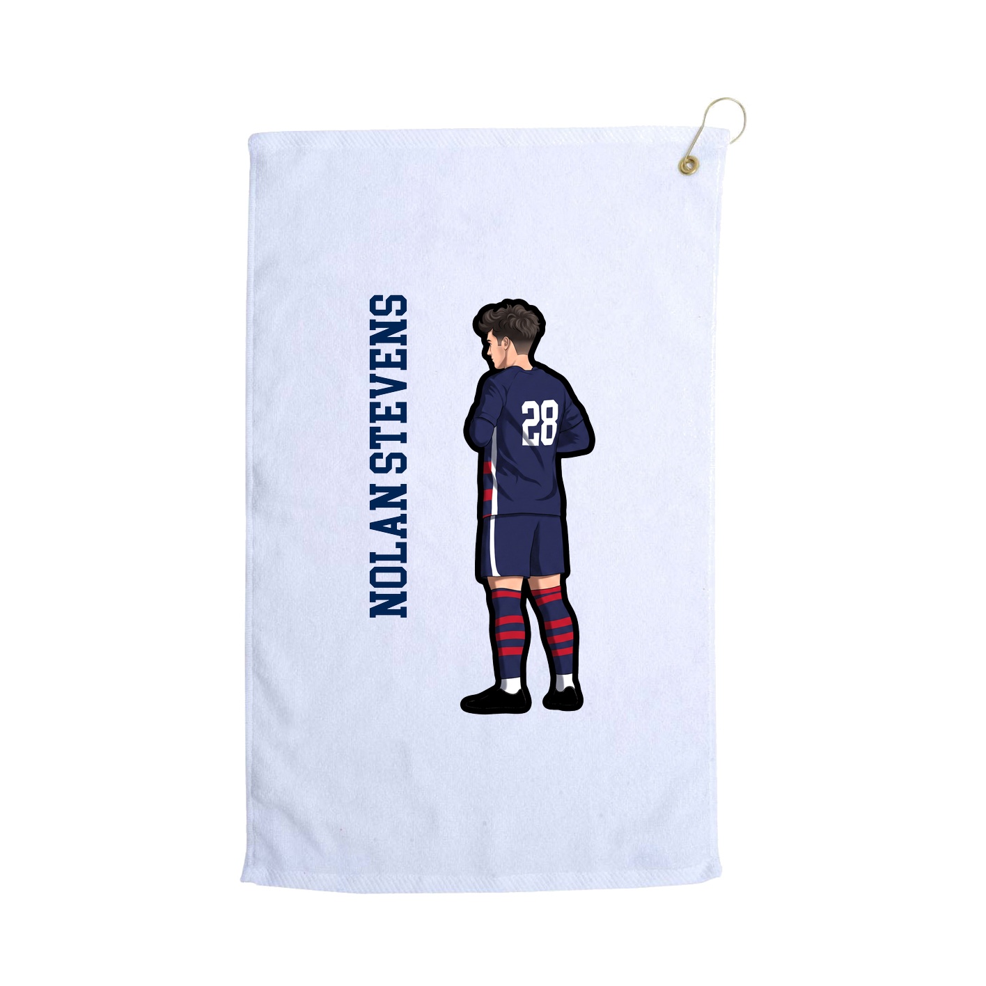 Golf Towel — Name Vertical in White