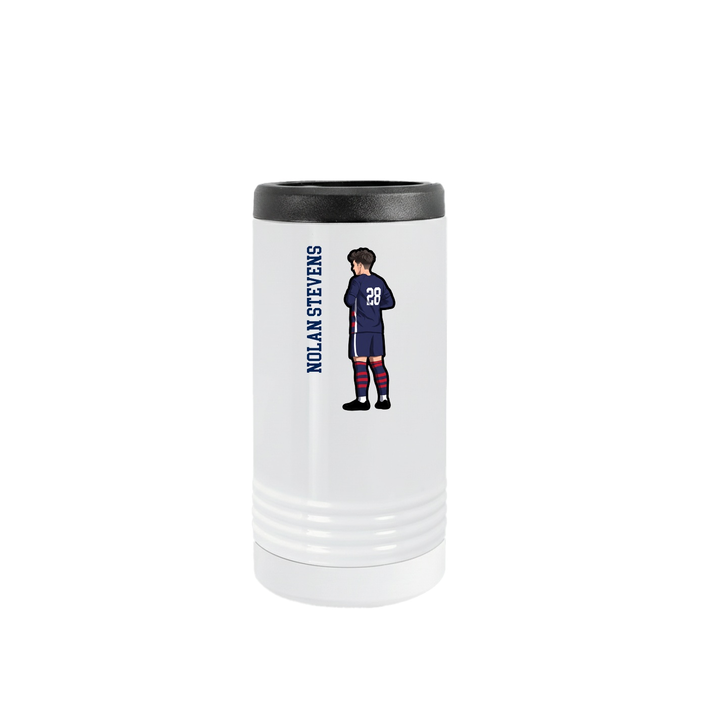 Slim Beverage Holder — Name Vertical in White