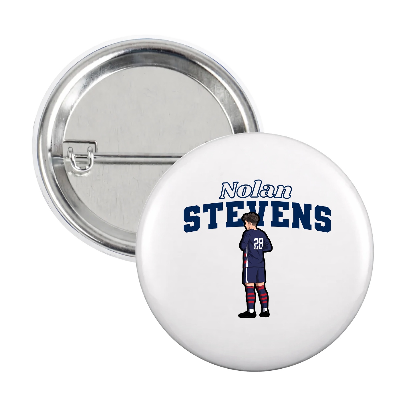 Game Day Button — Name Arch in White
