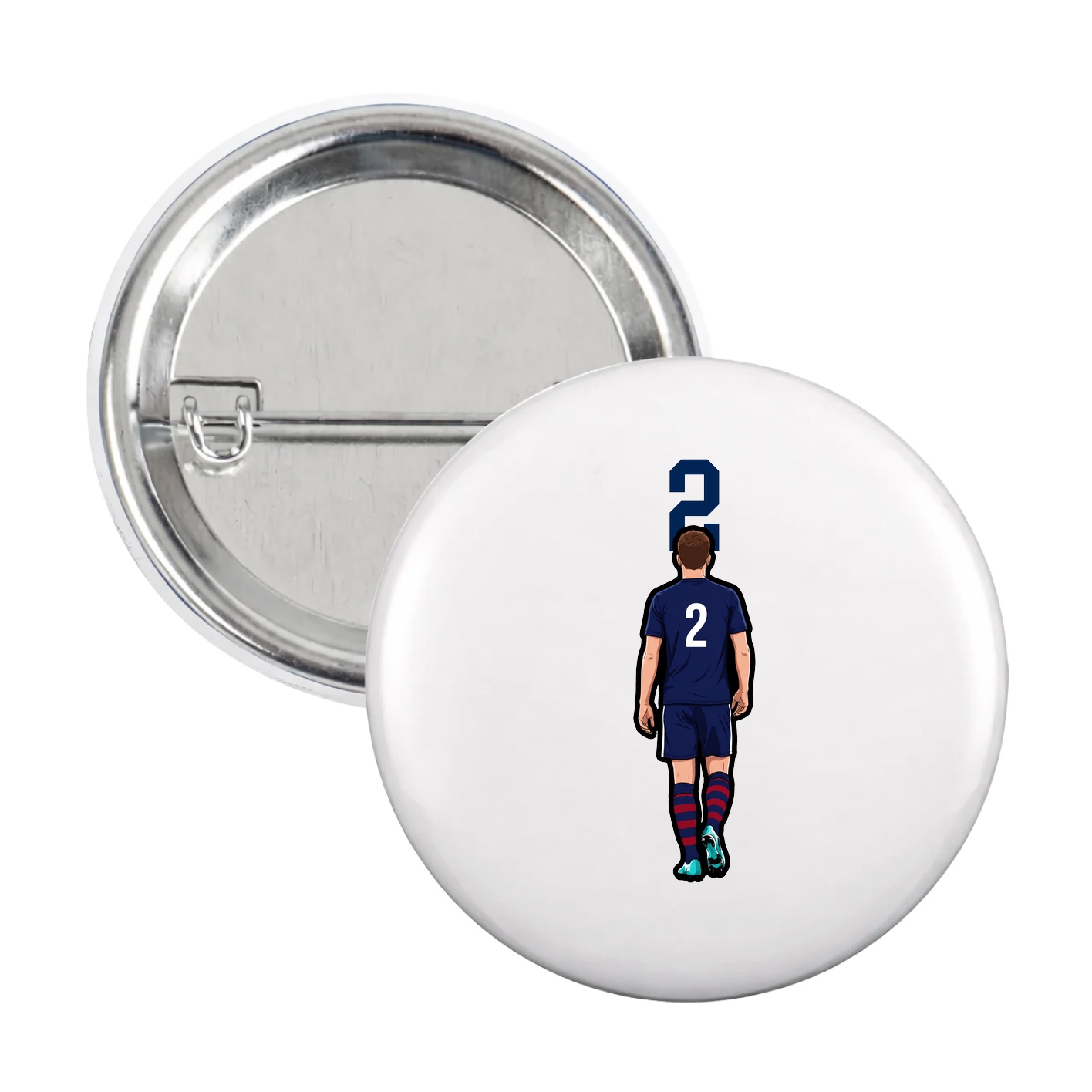 Game Day Button — Number Top in White
