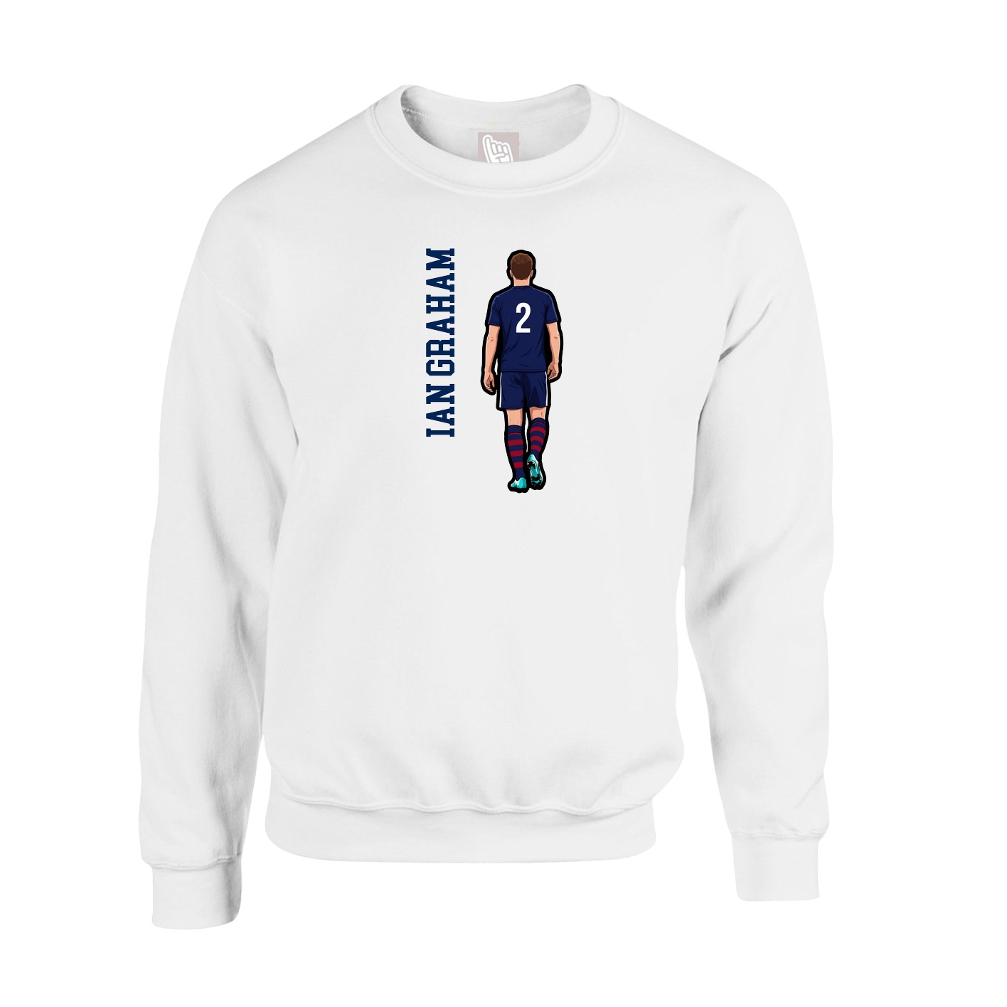 Fleece Crew — Name Vertical in White