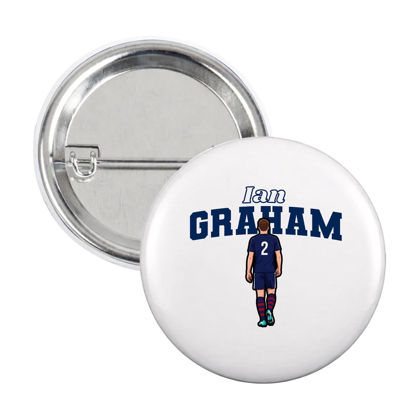 Game Day Button — Name Arch in White