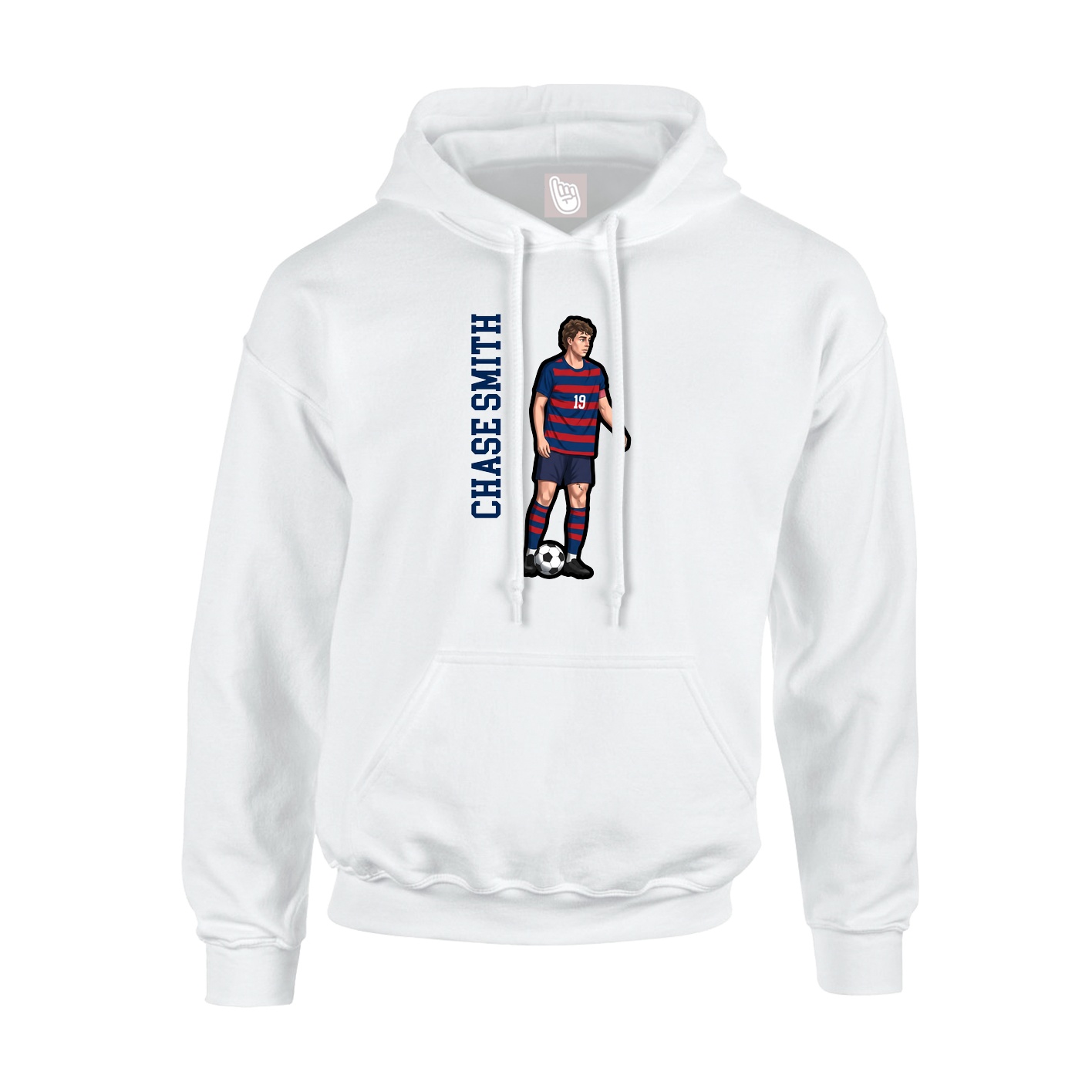 Youth Hoodie — Name Vertical in White