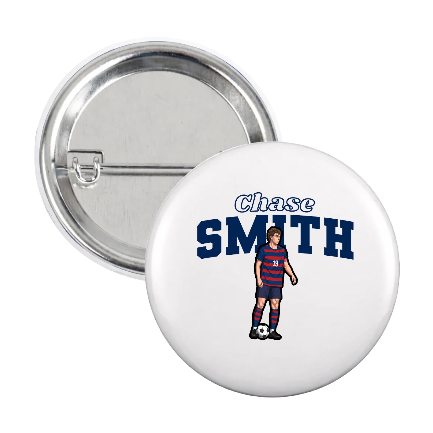Game Day Button — Name Arch in White