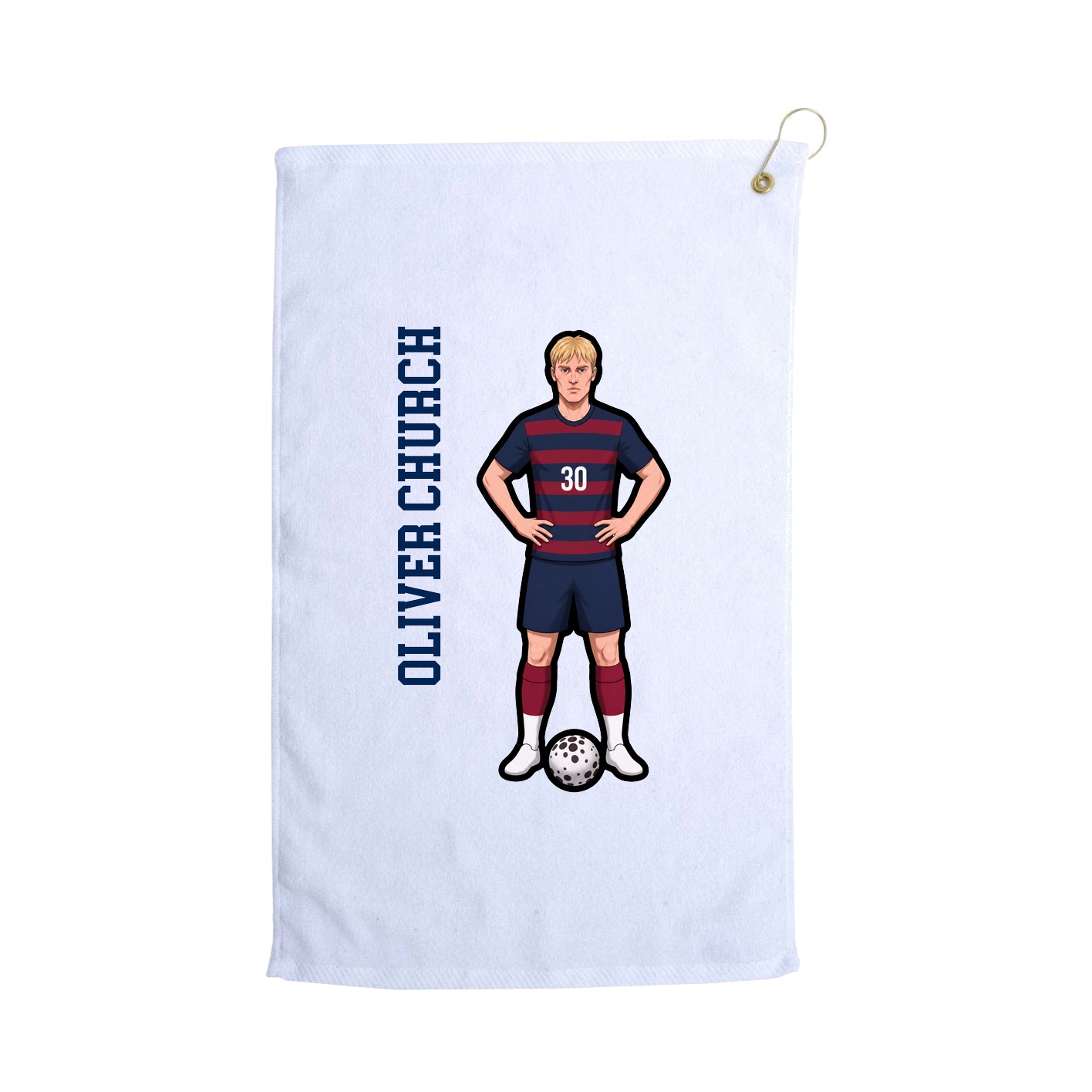 Golf Towel — Name Vertical in White