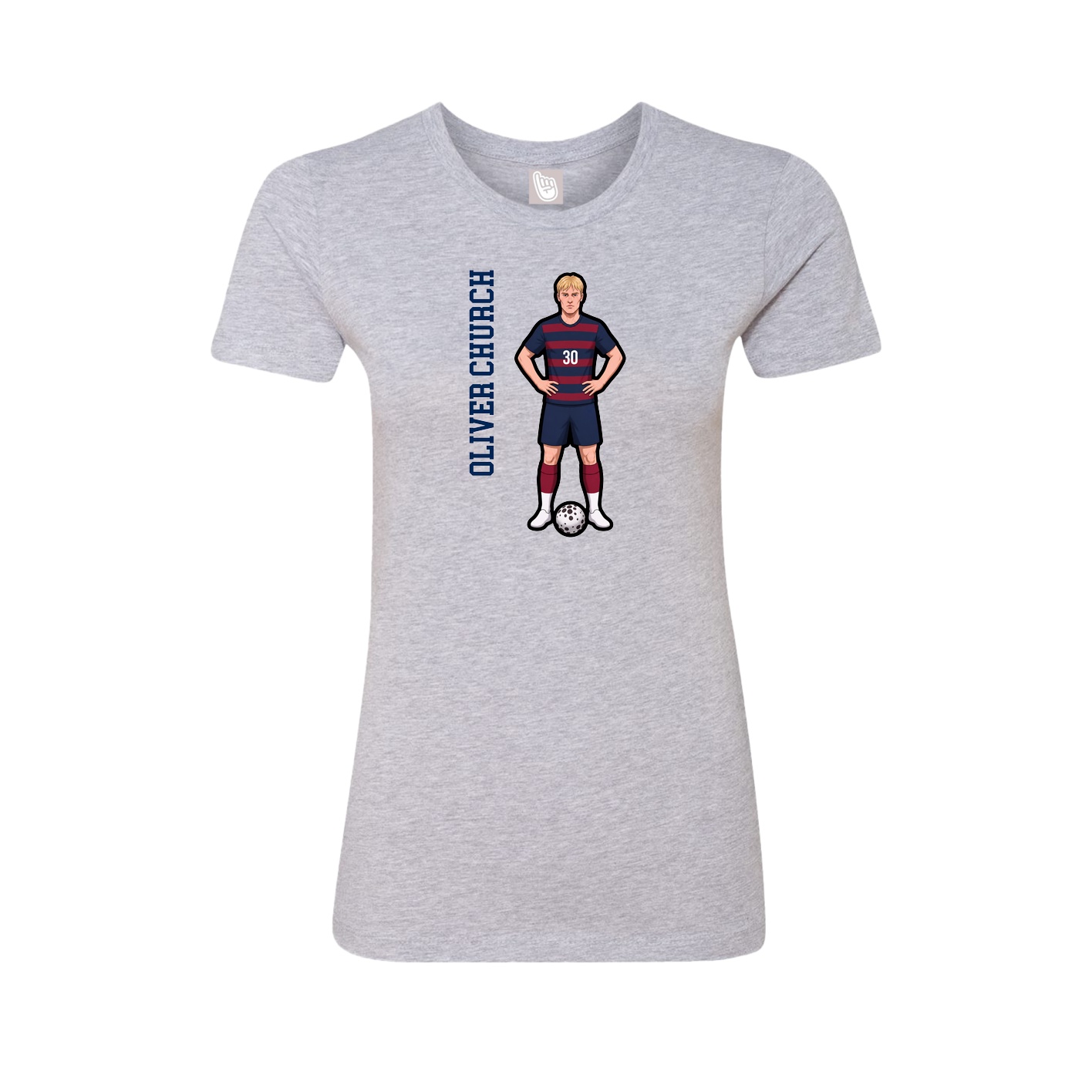 Fitted Women's Tee — Name Vertical in Grey