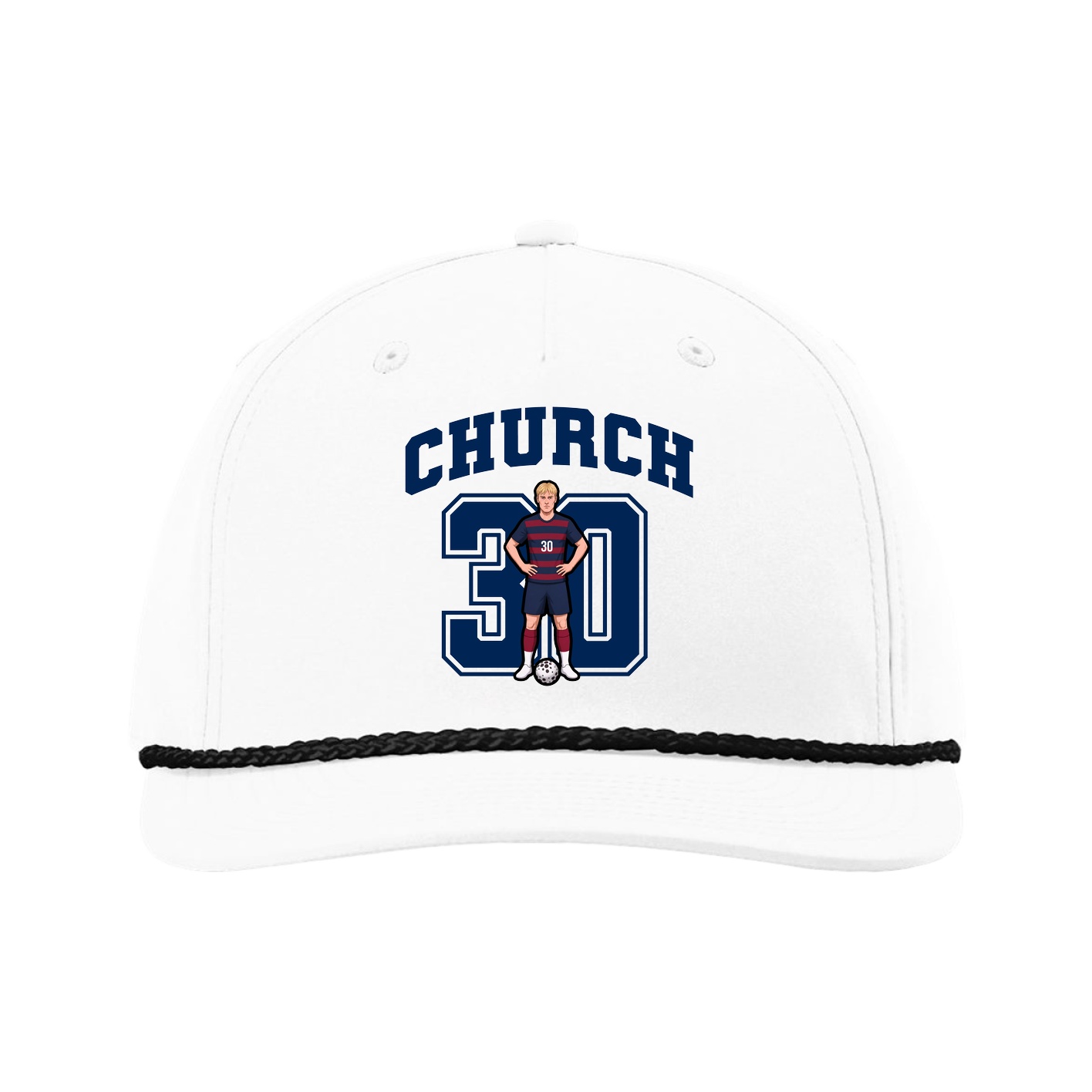 Five-Panel Classic Rope Cap — Number in White