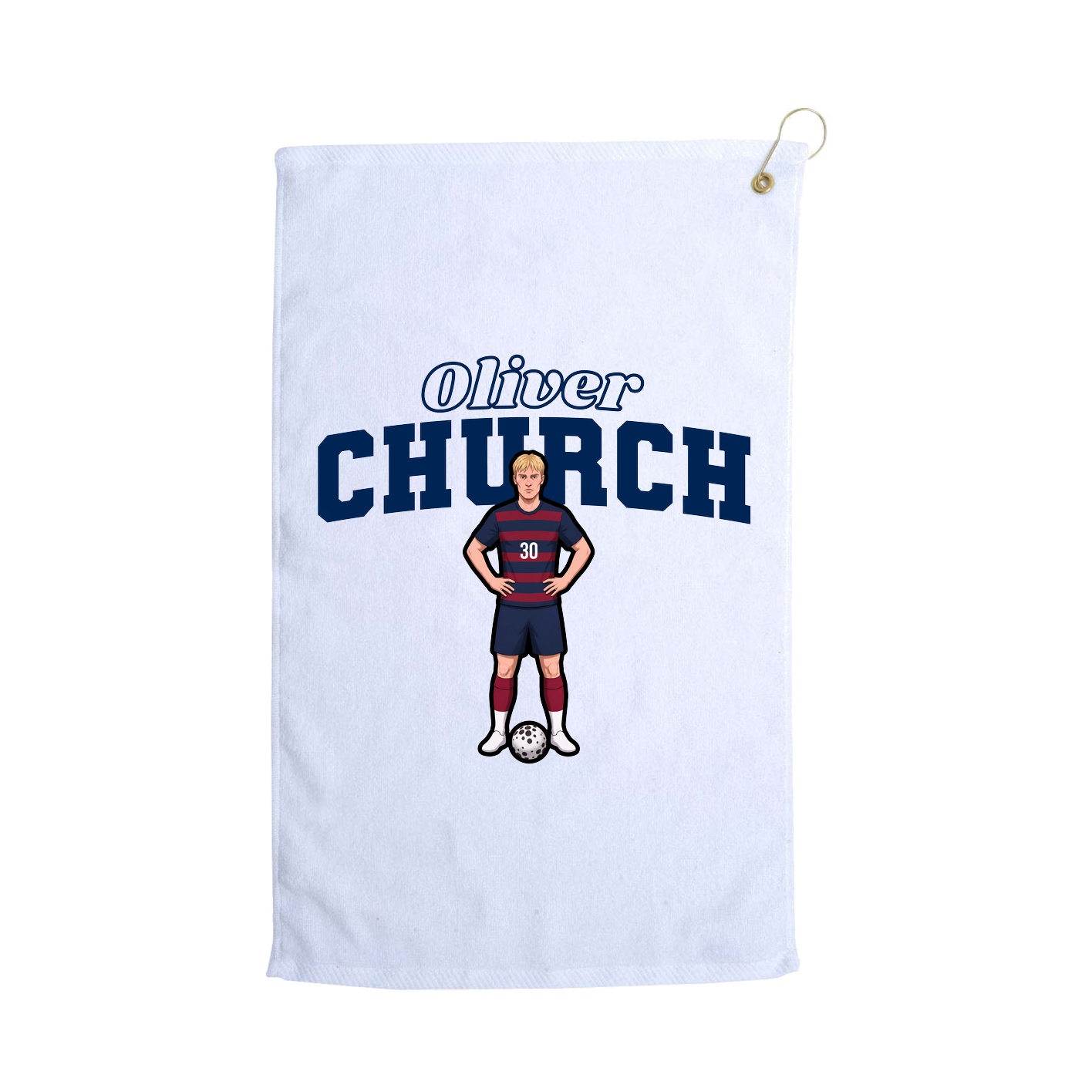 Golf Towel — Name Arch in White