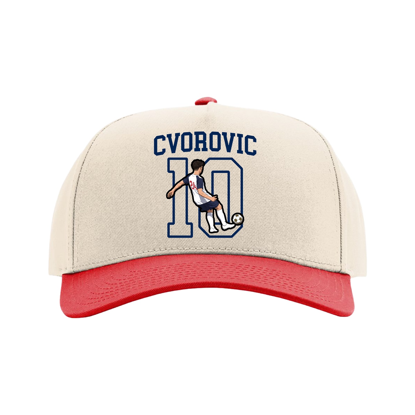 Full Fabric Five-Panel Champ Cap — Shirsey in Cream/Red