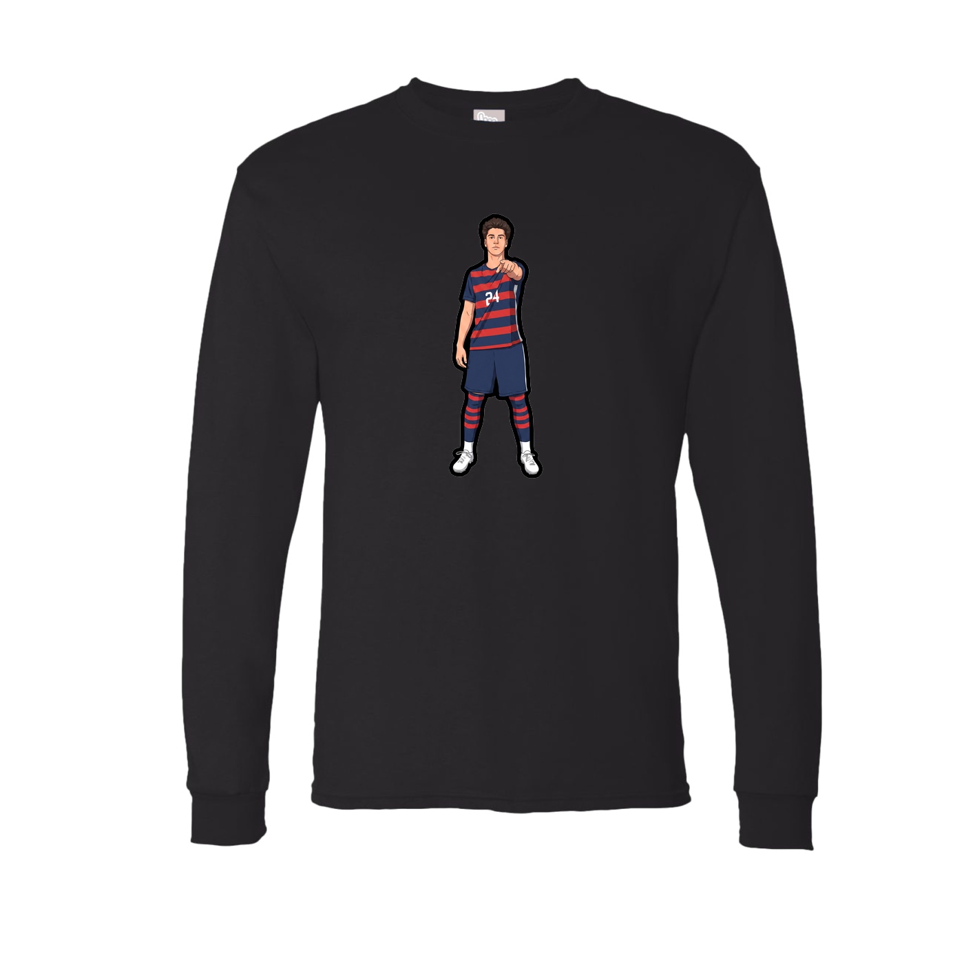 Long Sleeve Tee — Name Vertical in Black