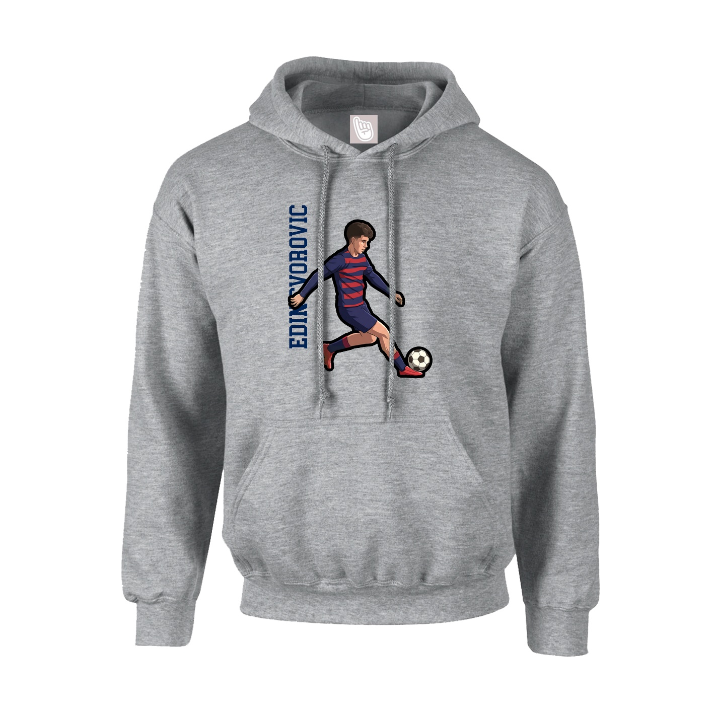 Hoodie — Name Vertical in Grey