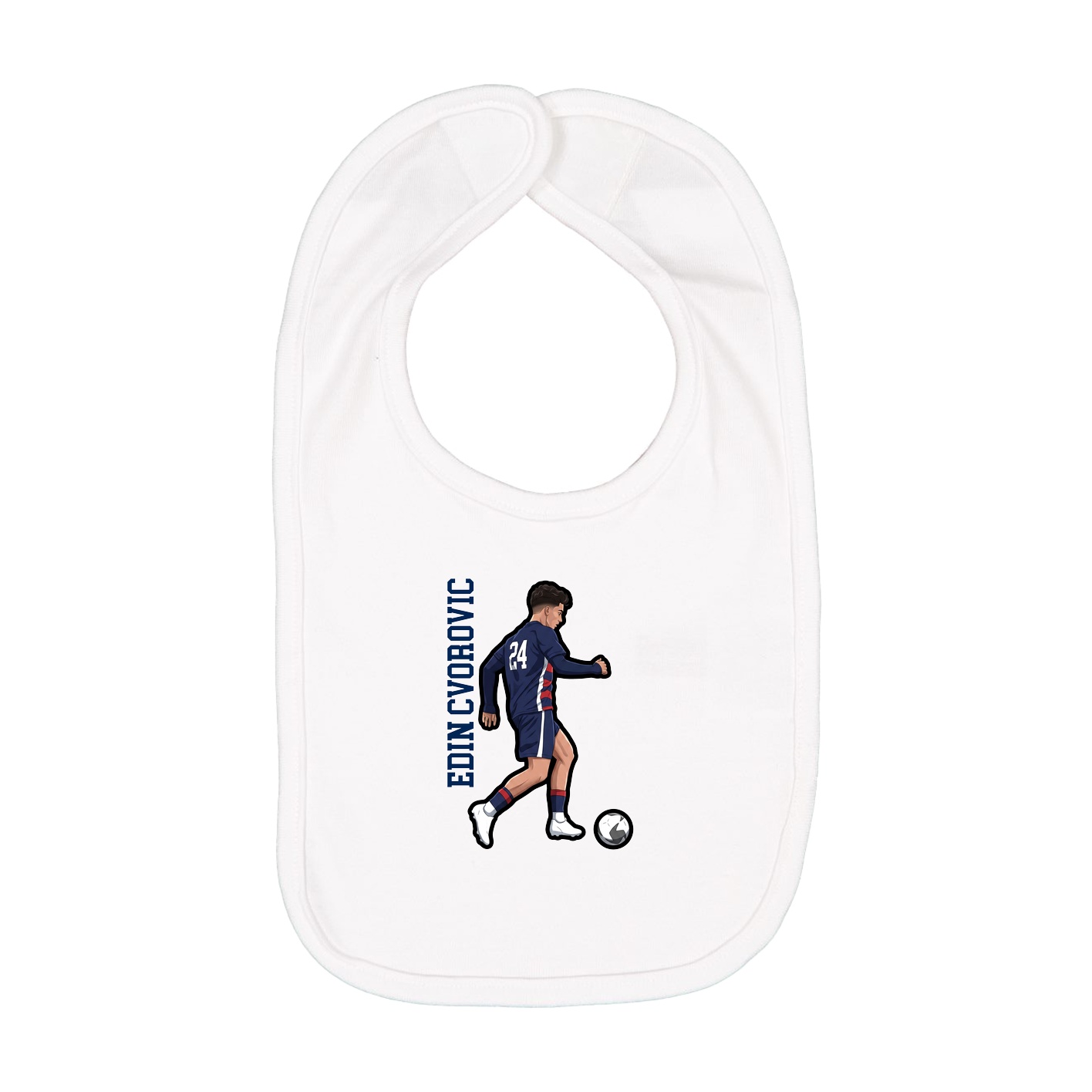 Infant Bib — Name Vertical in White