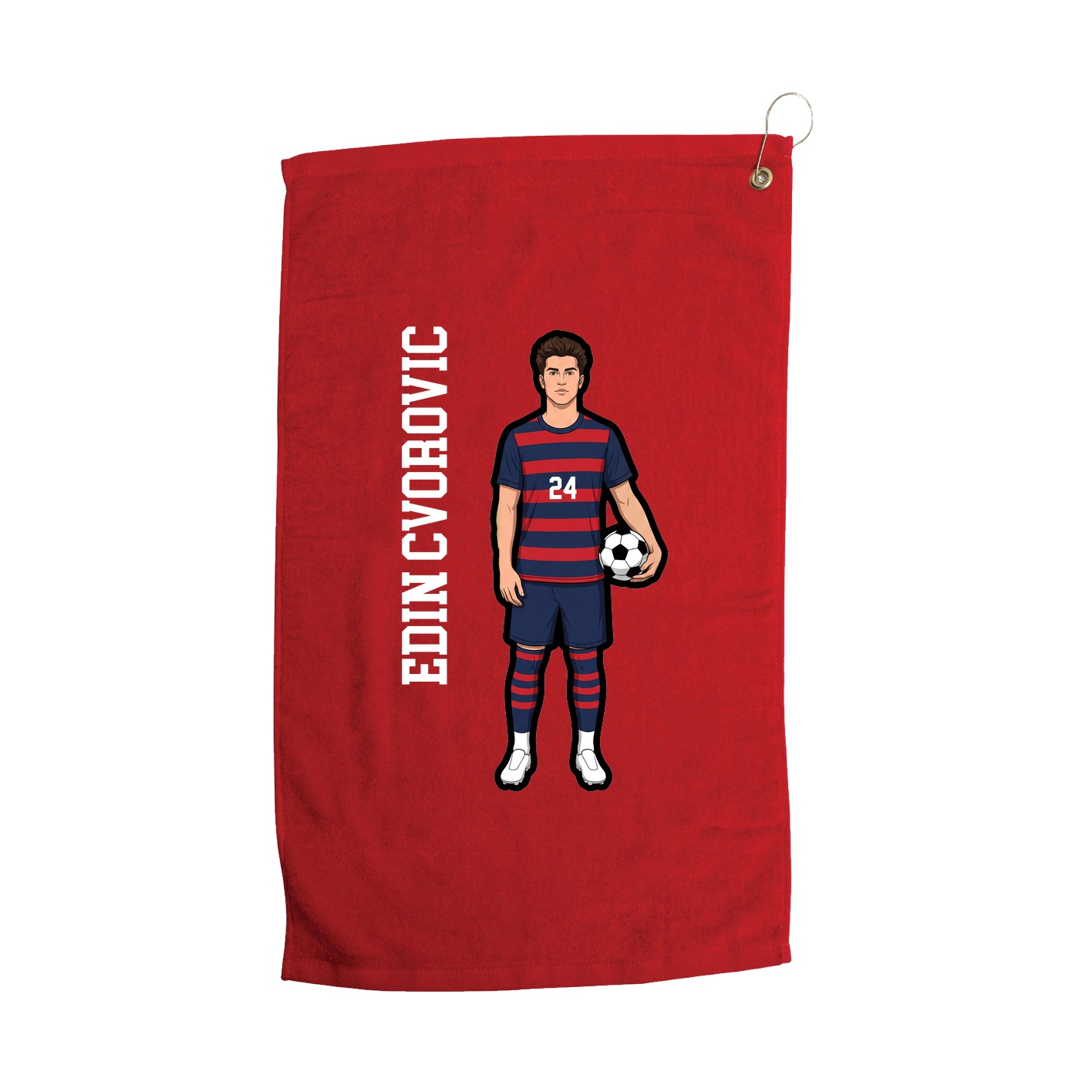 Golf Towel — Name Vertical in Red