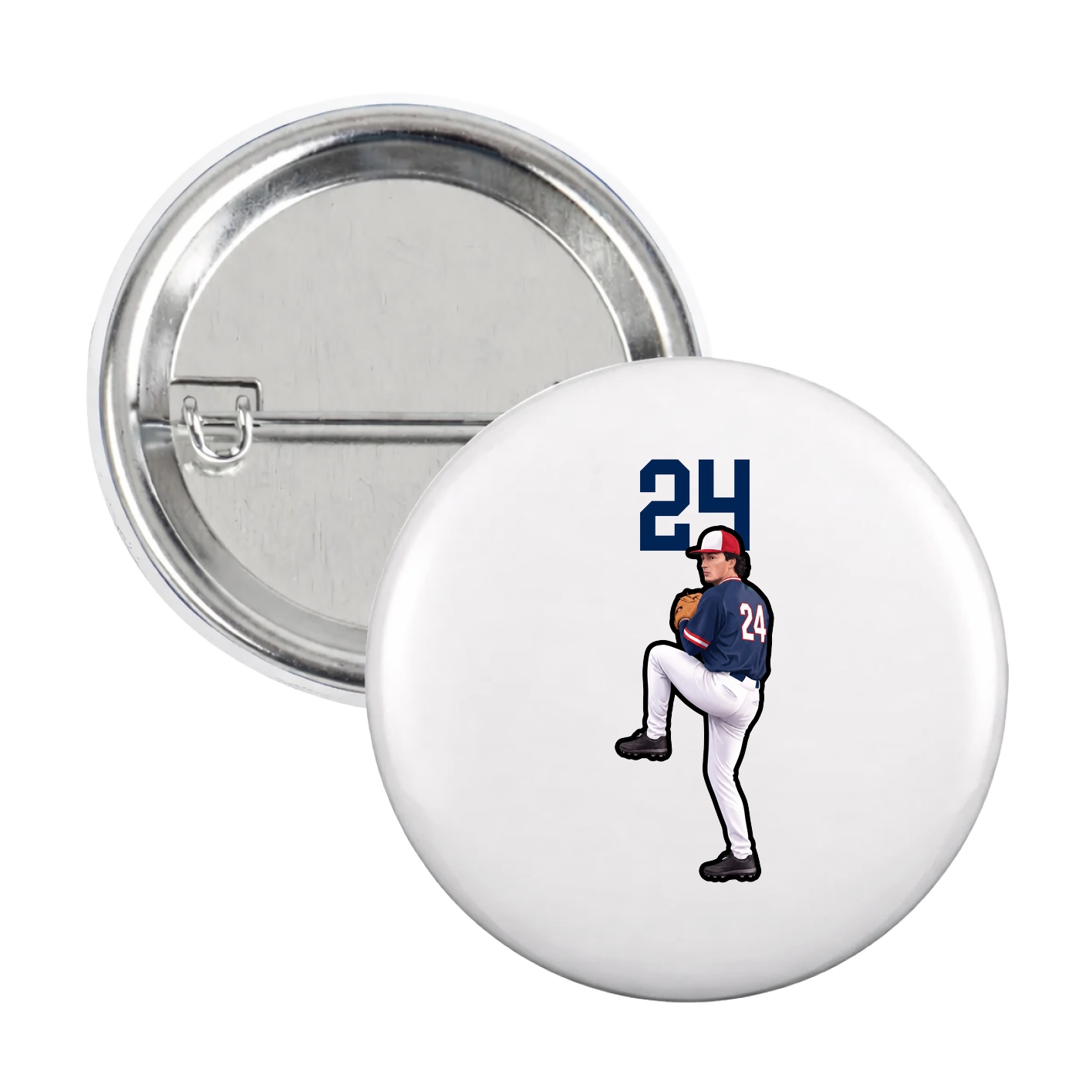 Game Day Button — Number Top in White