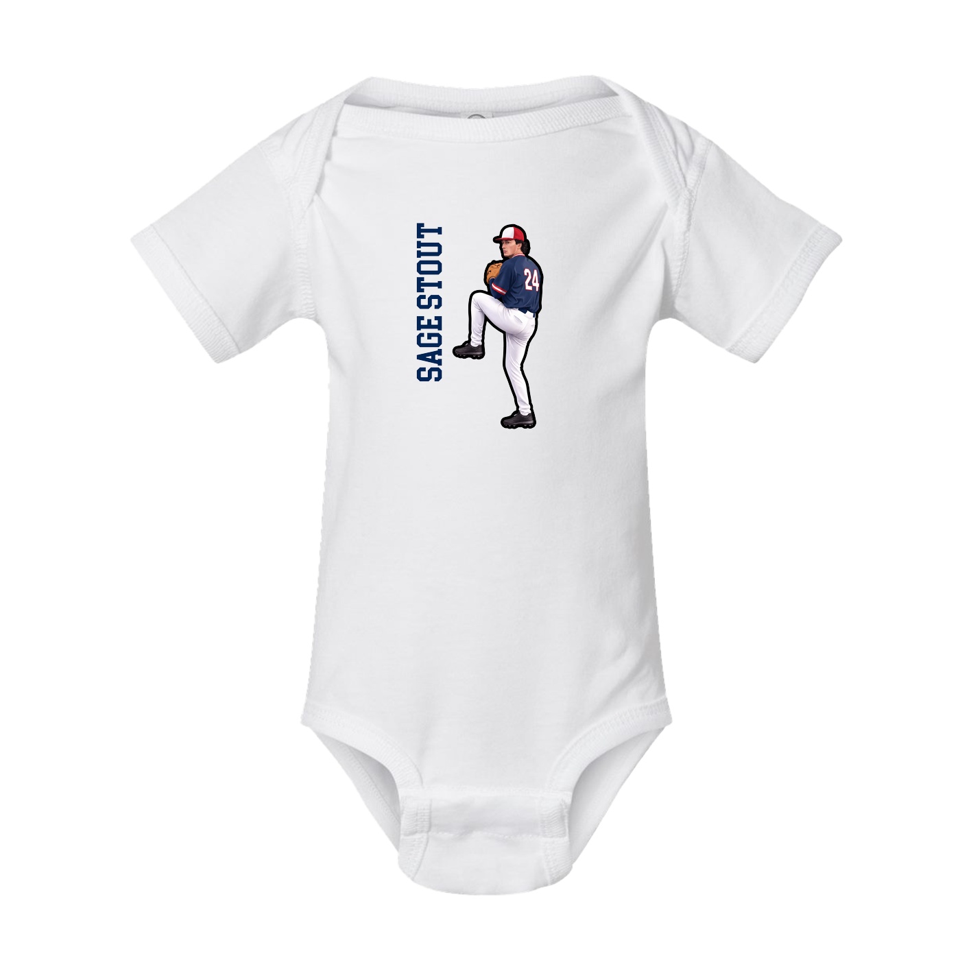 Baby Onesie — Name Vertical in White