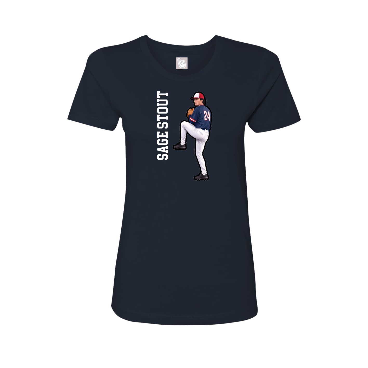 Fitted Women's Tee — Name Vertical in Navy