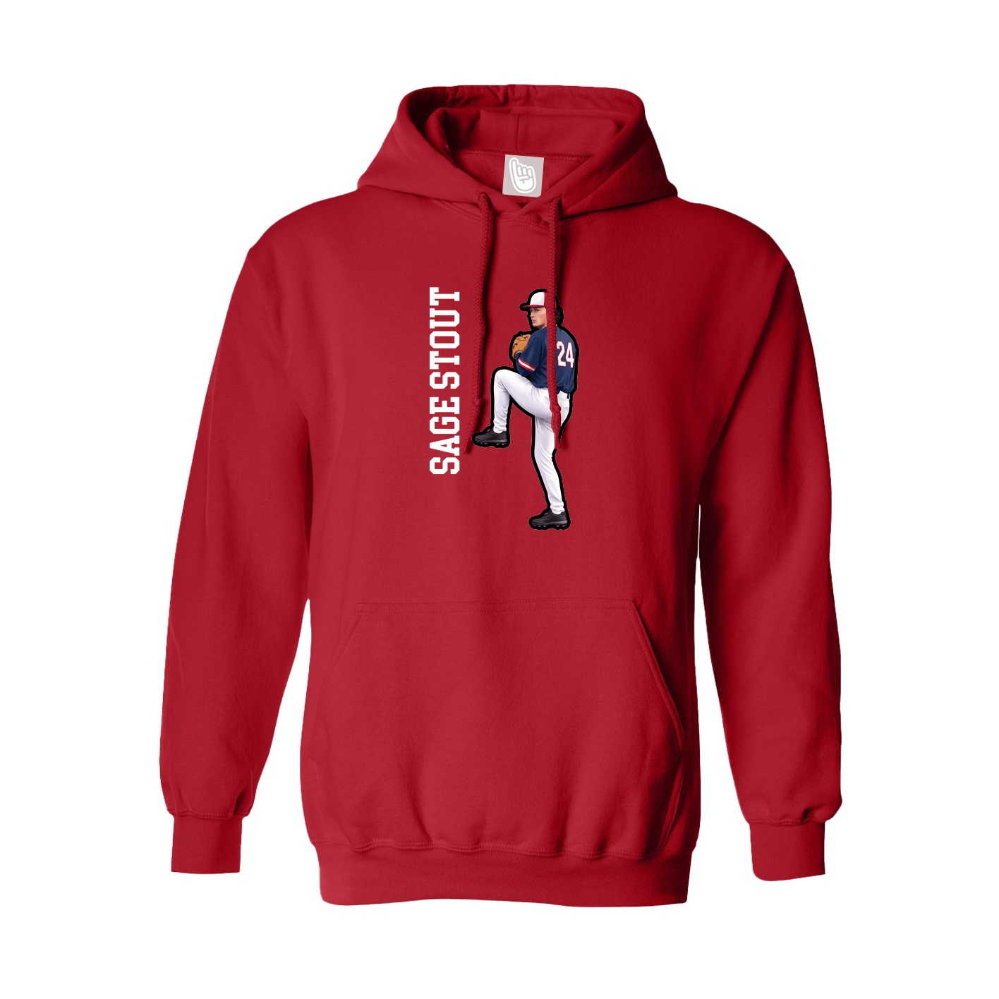 Hoodie — Name Vertical in Red
