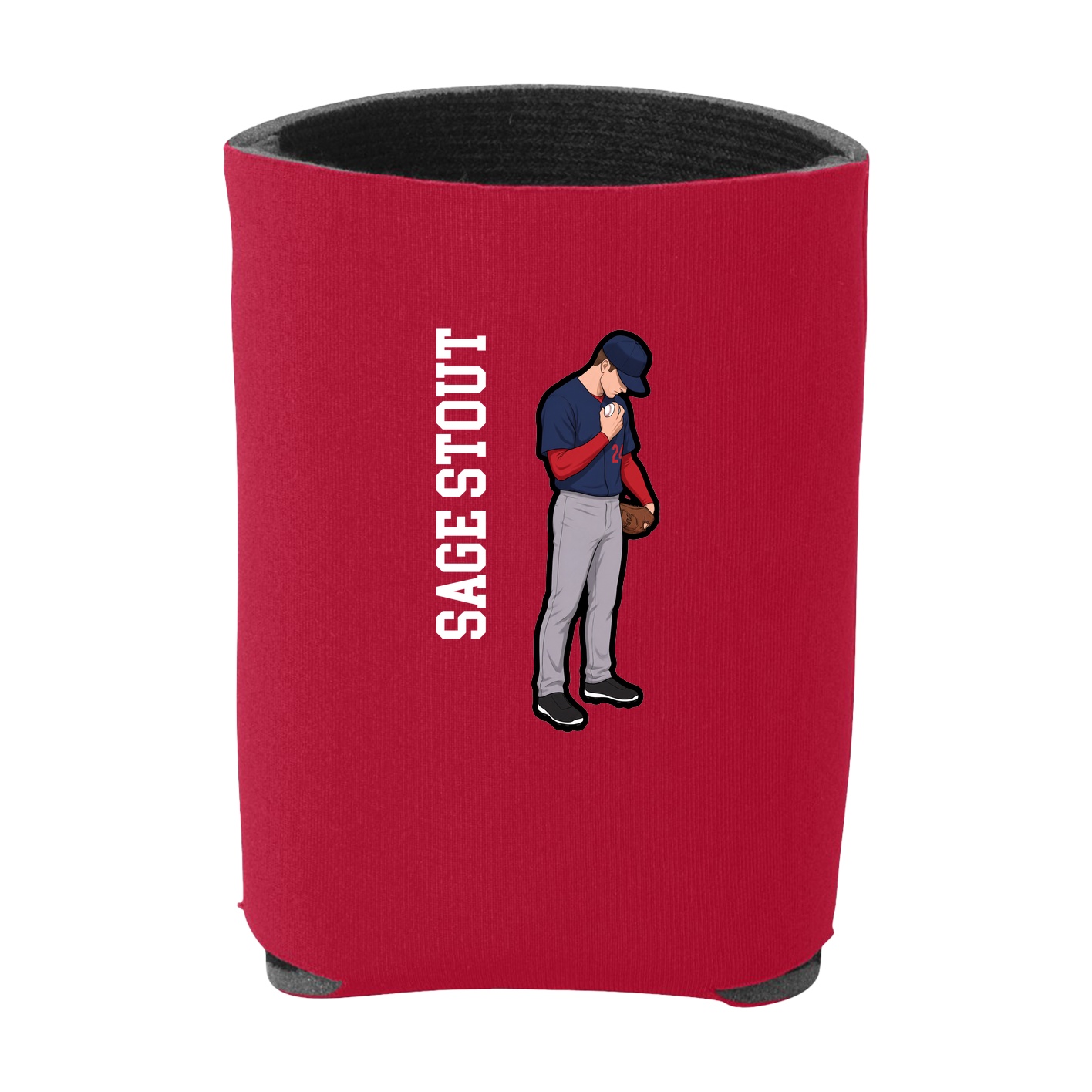 Can Holder — Name Vertical in Red