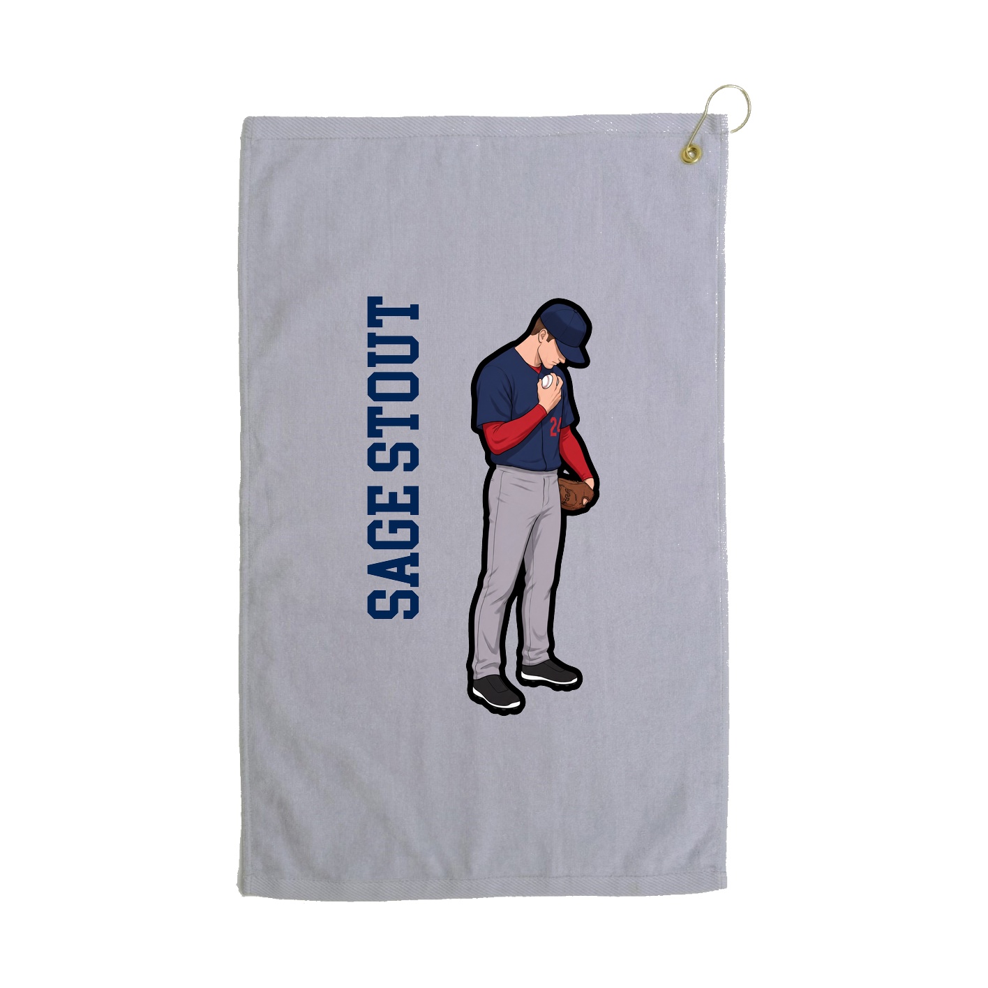Golf Towel — Name Vertical in Grey