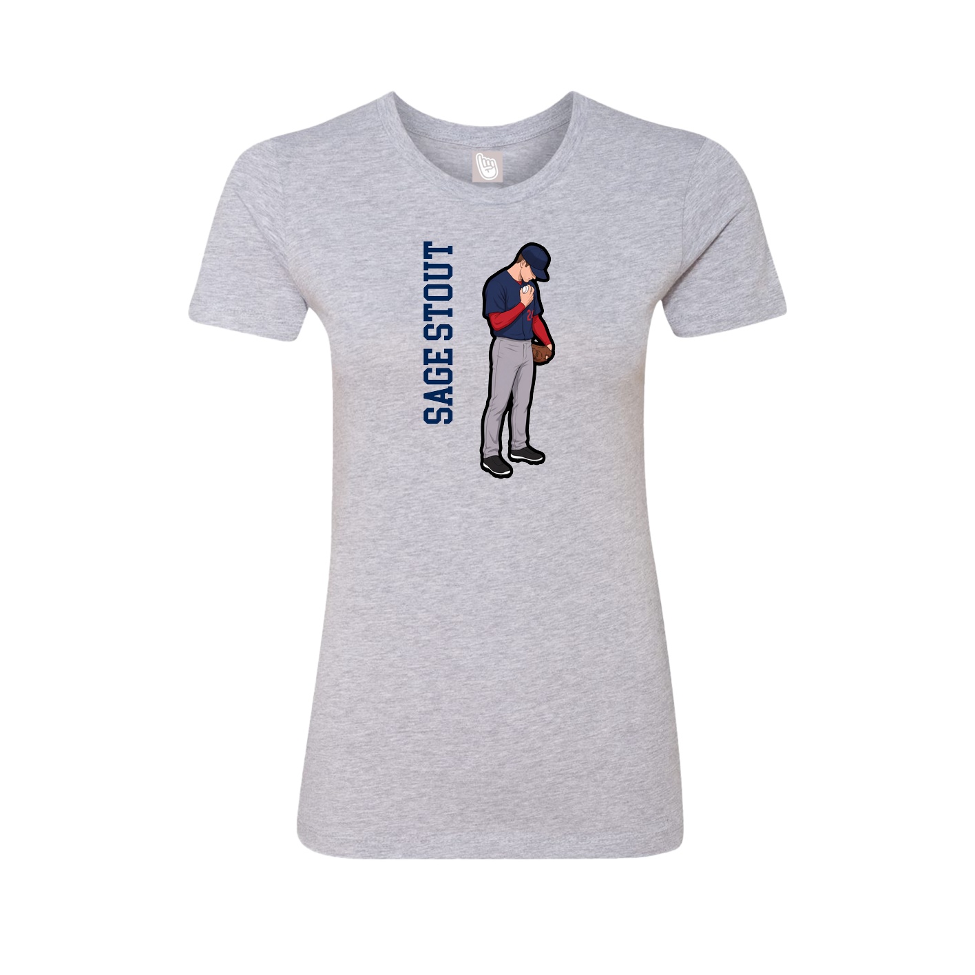 Fitted Women's Tee — Name Vertical in Grey