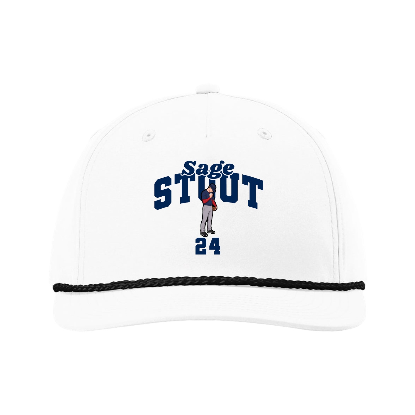 Five-Panel Classic Rope Cap — Signature Arch in White