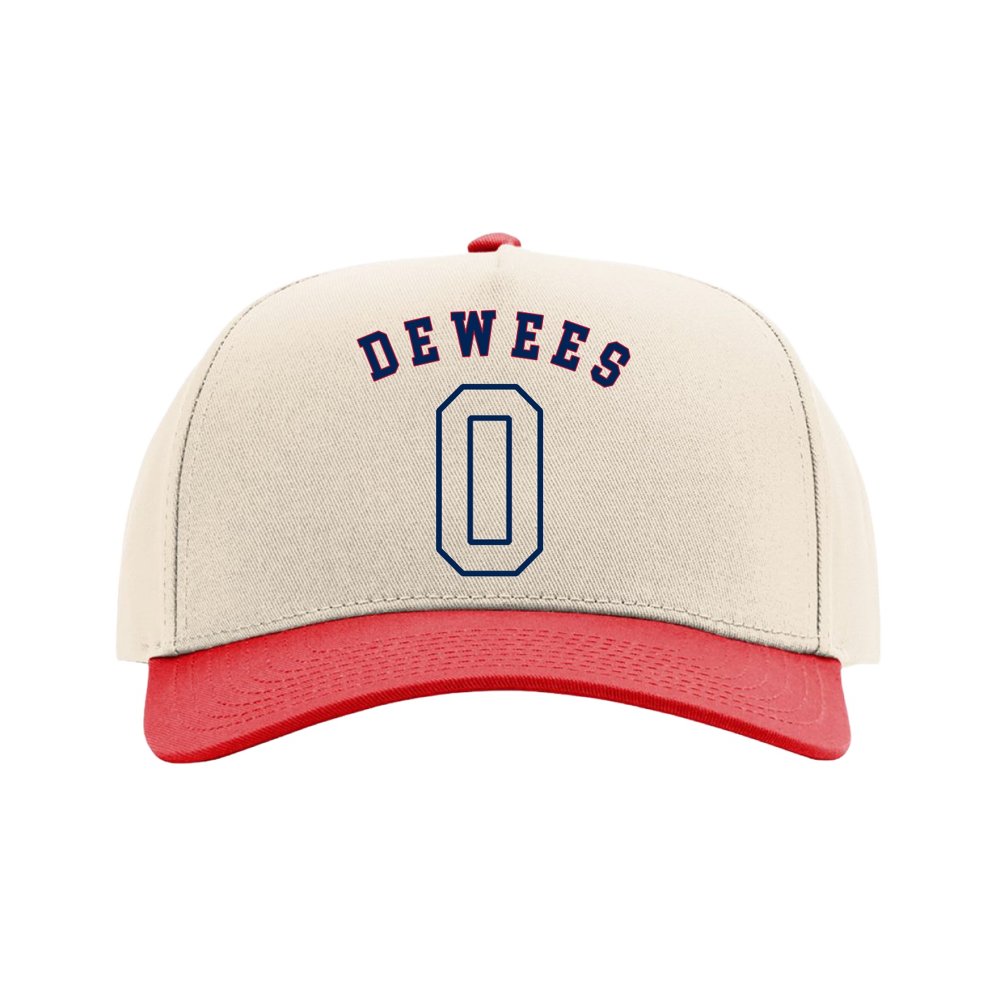 Full Fabric Five-Panel Champ Cap — Shirsey Arch in Cream/Red
