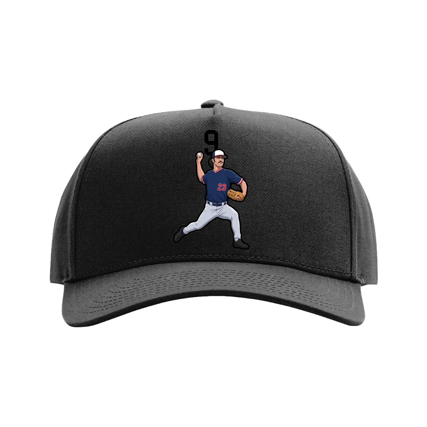 Full Fabric Five-Panel Champ Cap — Number Top in Black