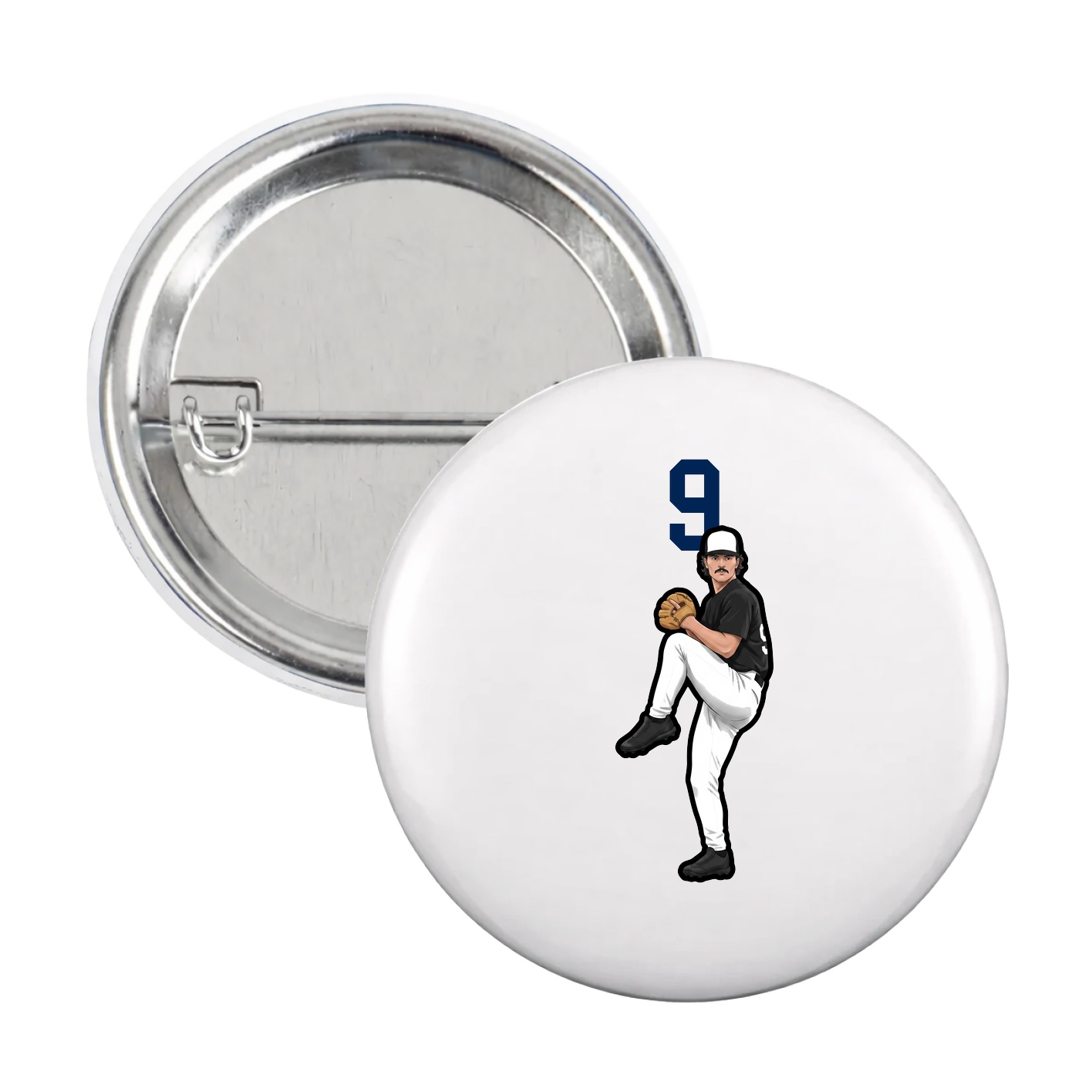 Game Day Button — Number Top in White