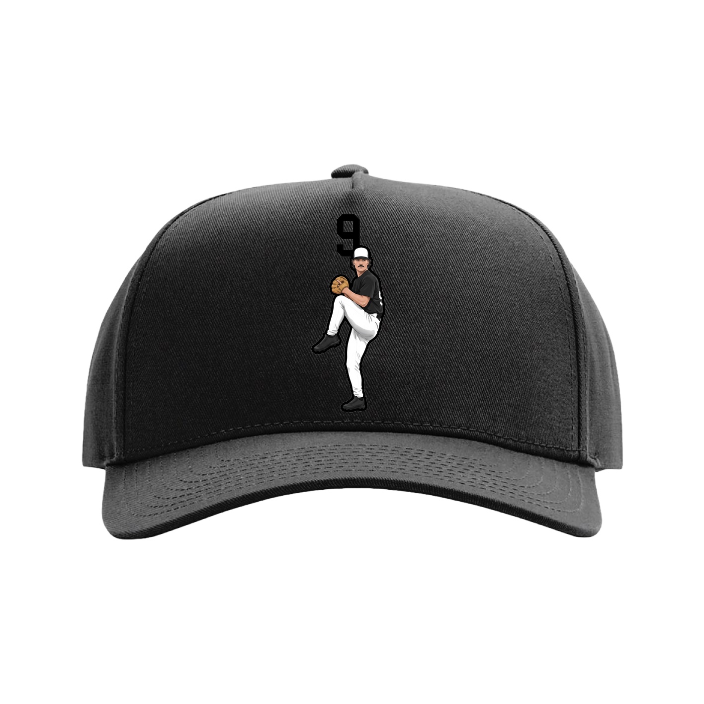 Full Fabric Five-Panel Champ Cap — Number Top in Black