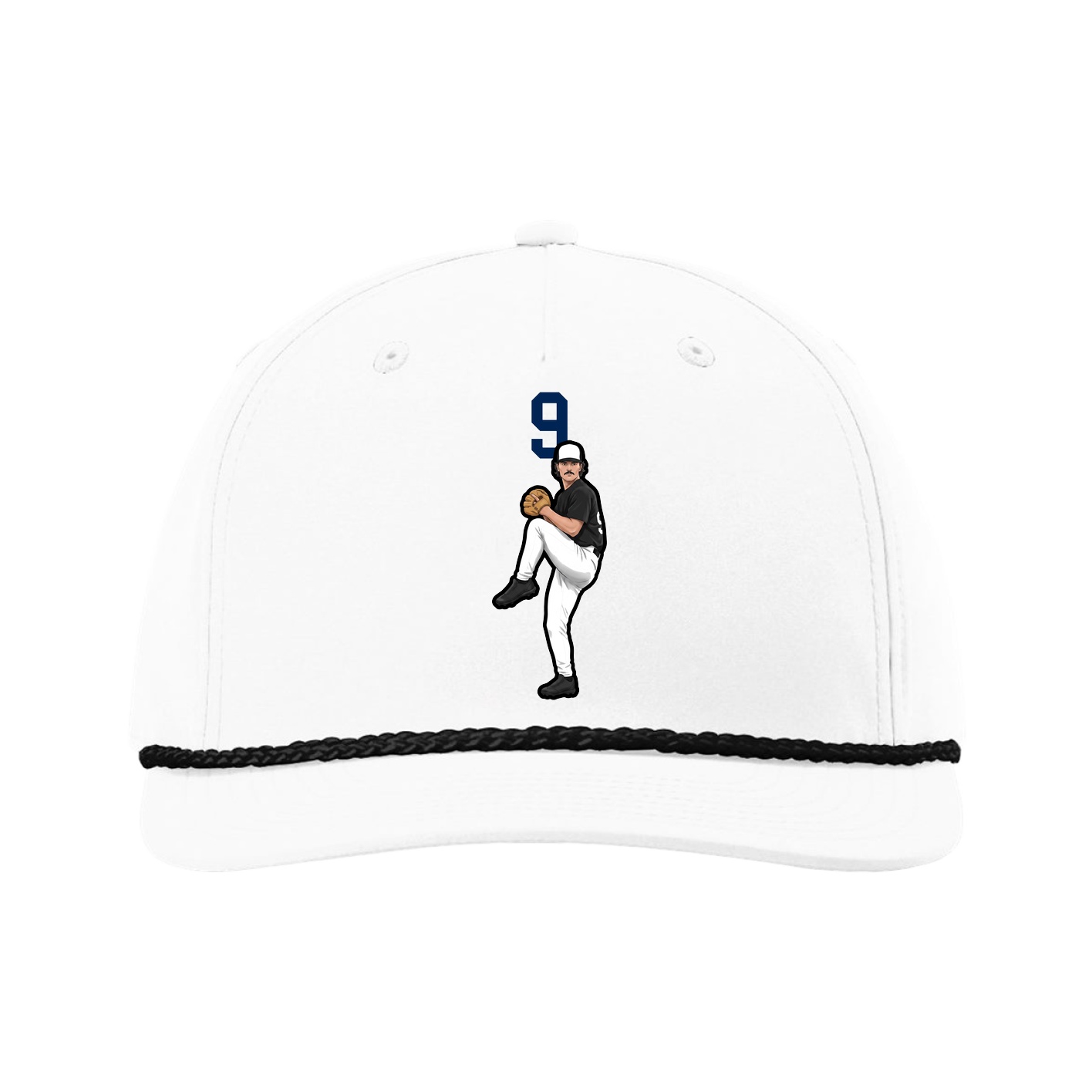 Five-Panel Classic Rope Cap — Number Top in White