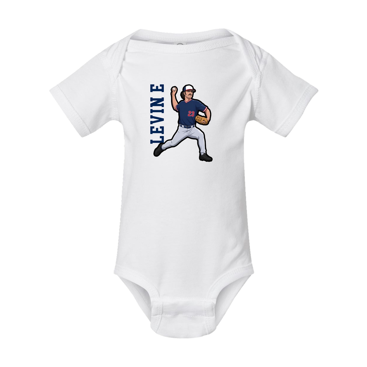 Baby Onesie — Name Vertical in White