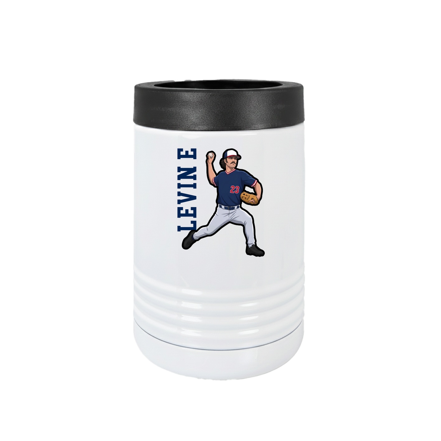 Beverage Holder — Name Vertical in White