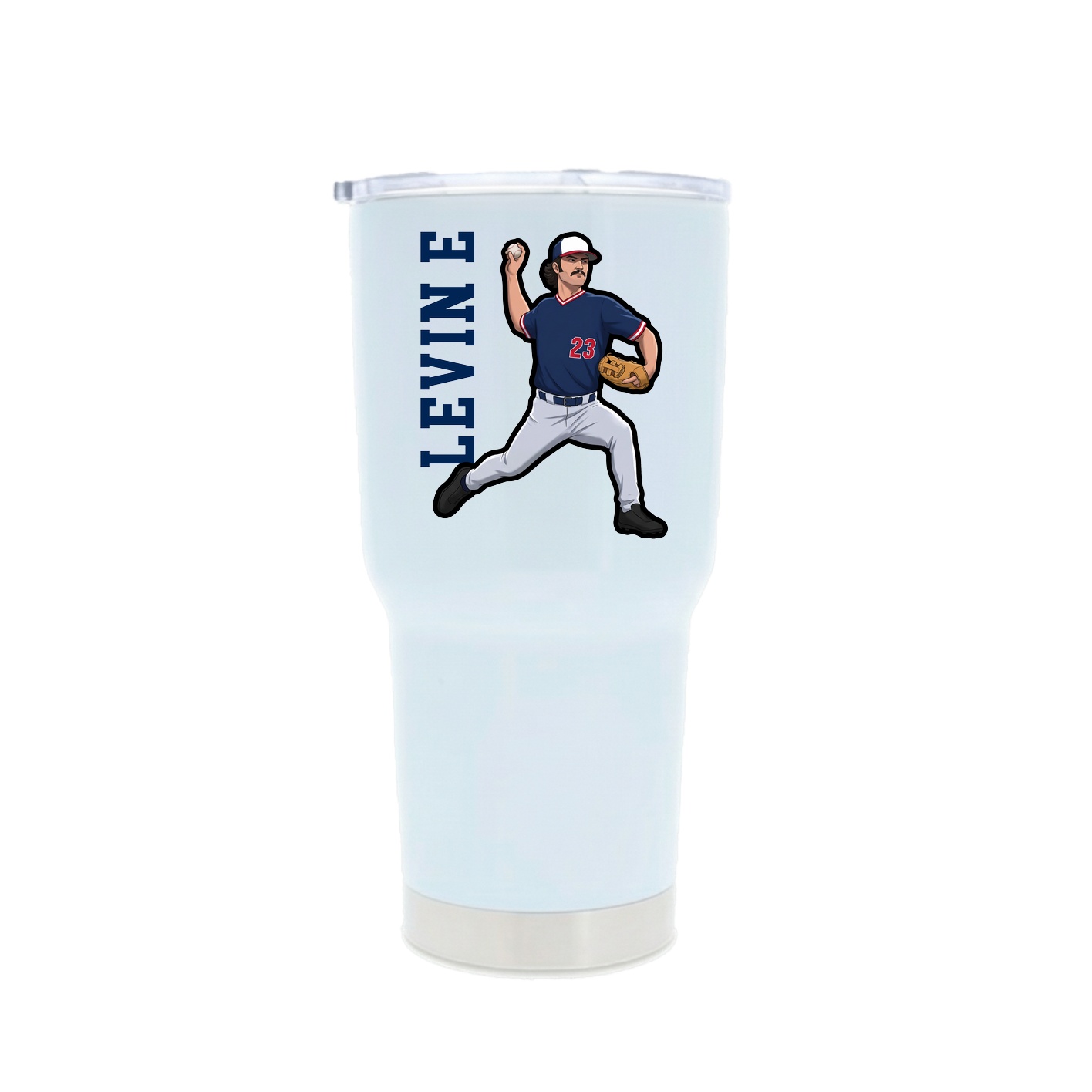 30oz Stainless Steel Tumbler — Name Vertical in White