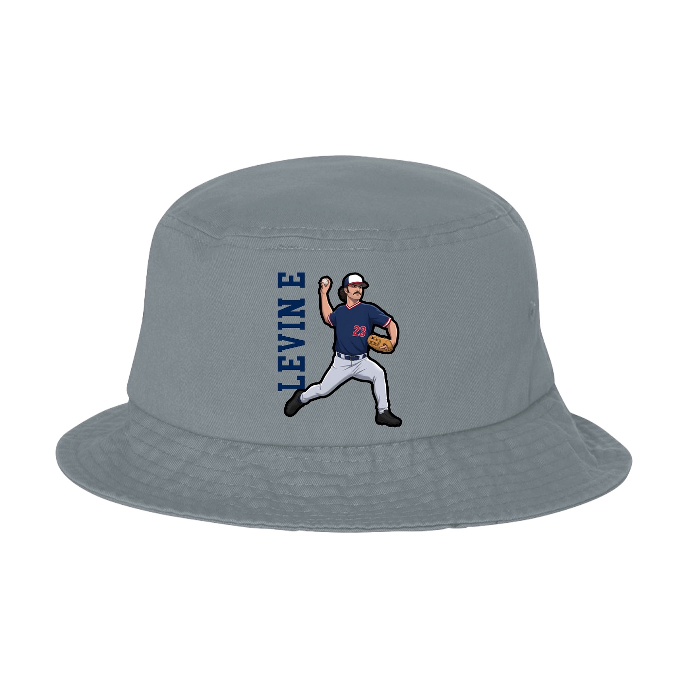 Bucket Cap — Name Vertical in Grey