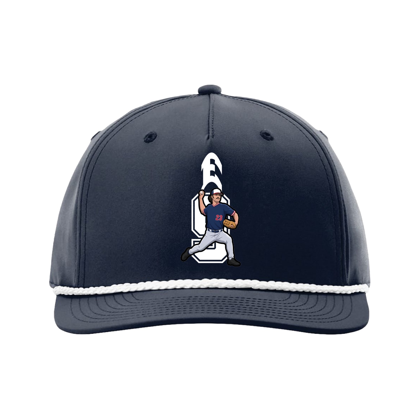 Five-Panel Classic Rope Cap — Number in Navy
