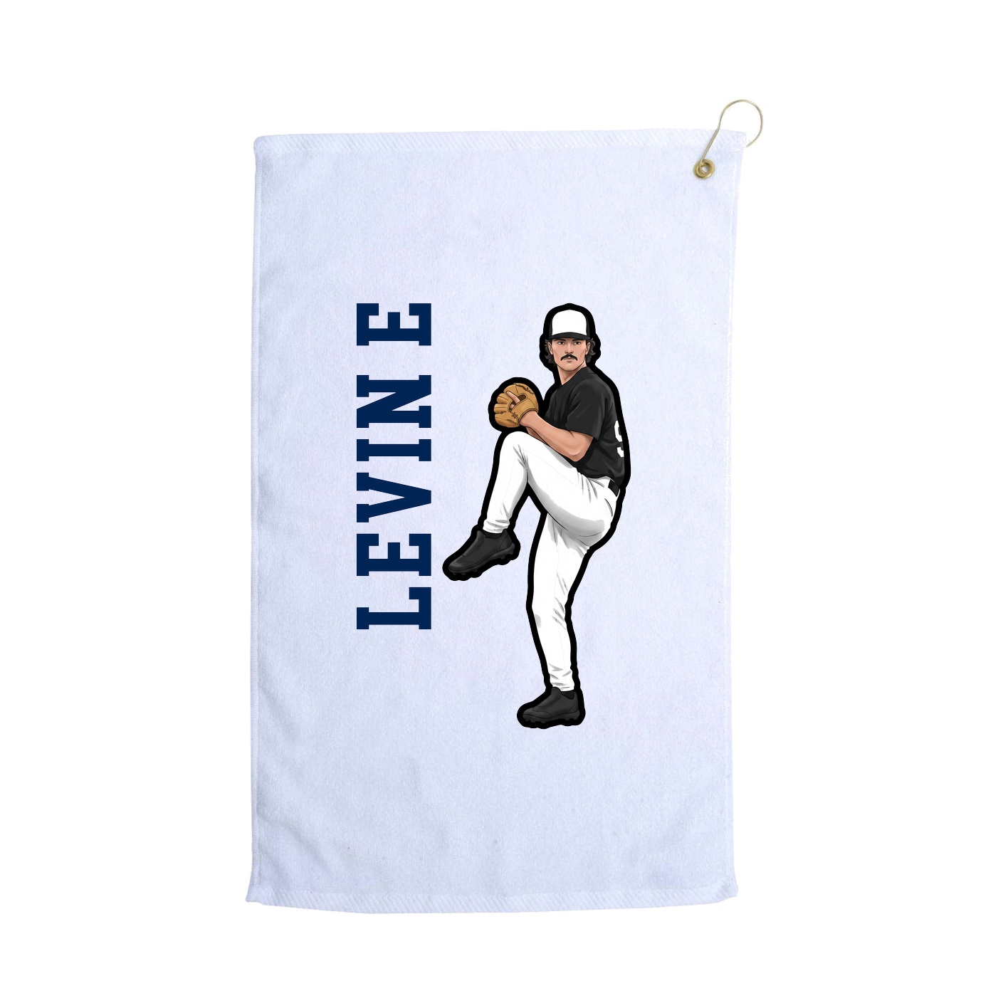 Golf Towel — Name Vertical in White