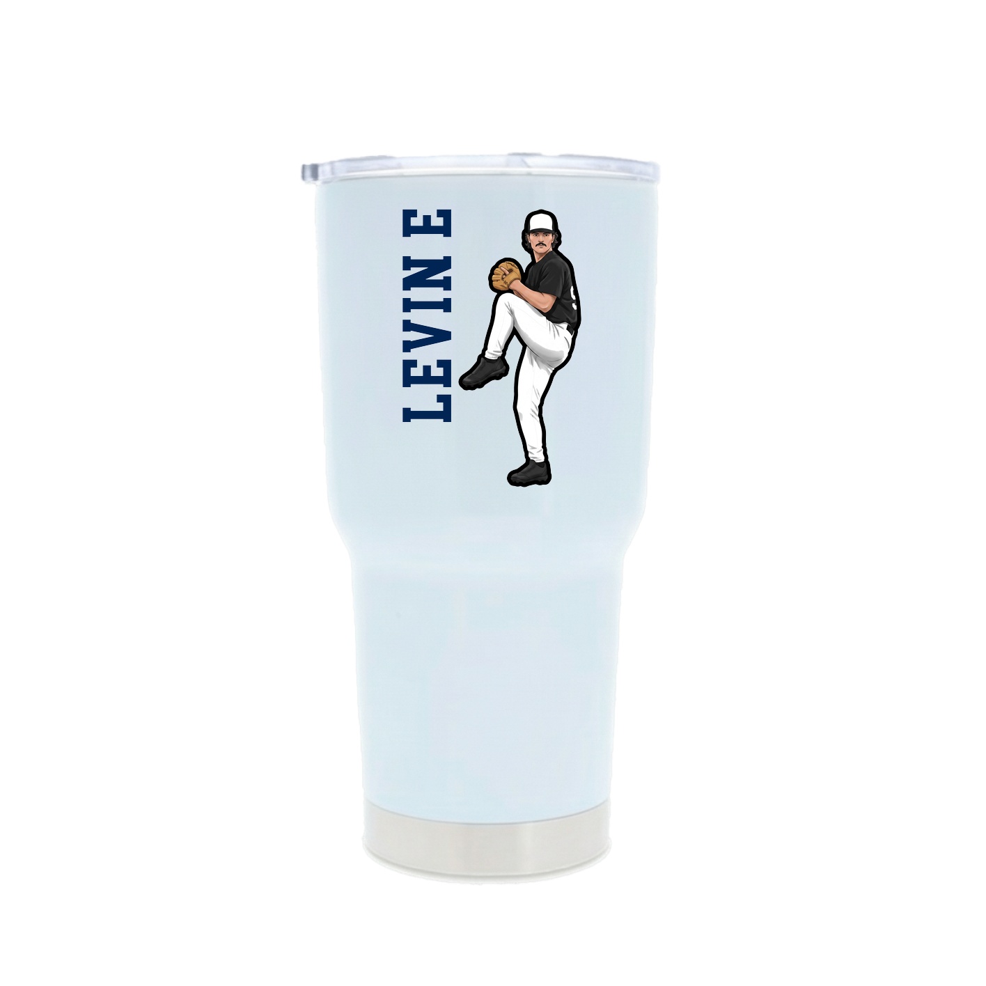 30oz Stainless Steel Tumbler — Name Vertical in White
