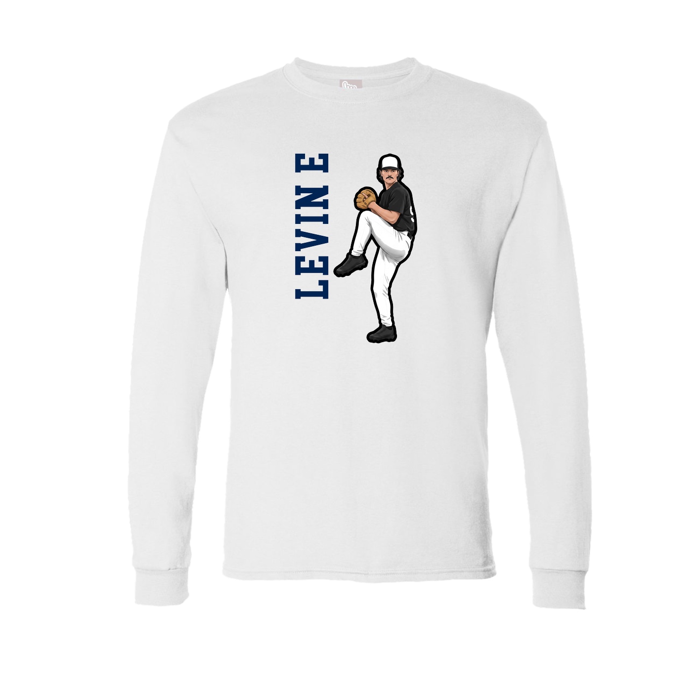 Long Sleeve Tee — Name Vertical in White